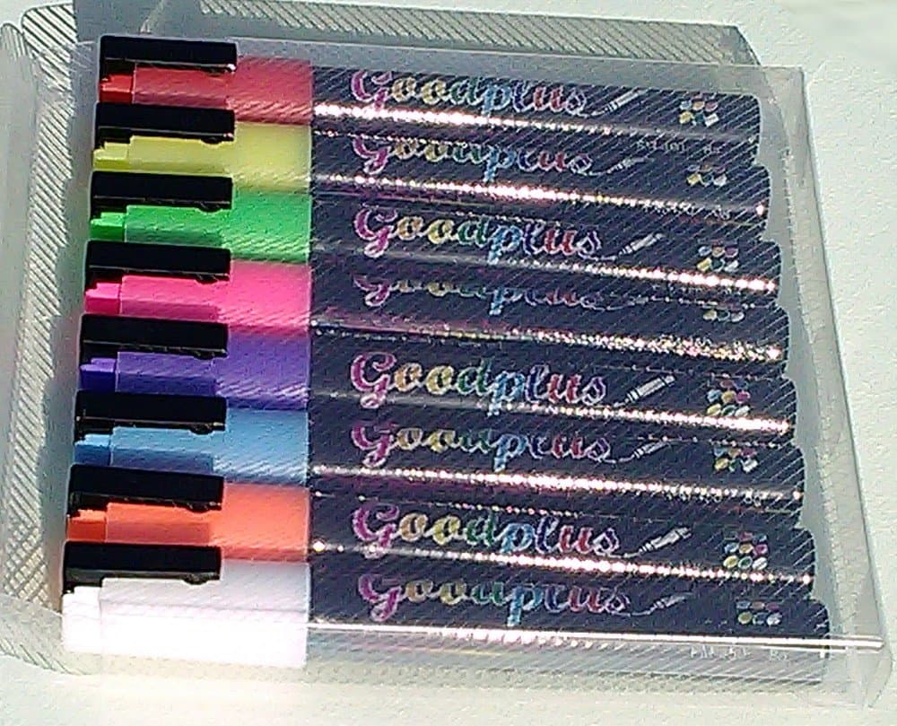 Goodplus Liquid Chalk Markers 8 Neon Colors Reversible 6 MM Tips Non-Toxic Dust-Free