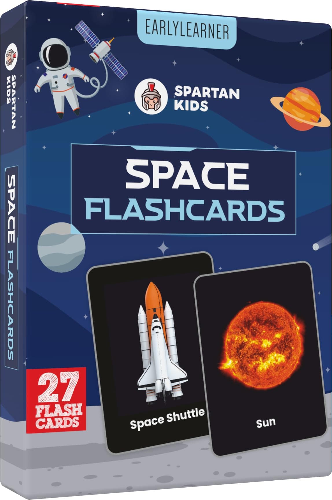 SPARTAN KIDS® Space Flash Cards for Kids | 27 Early Learning Flash Cards Easy & Fun Way of Learning 1 Year to 6 Years Babies