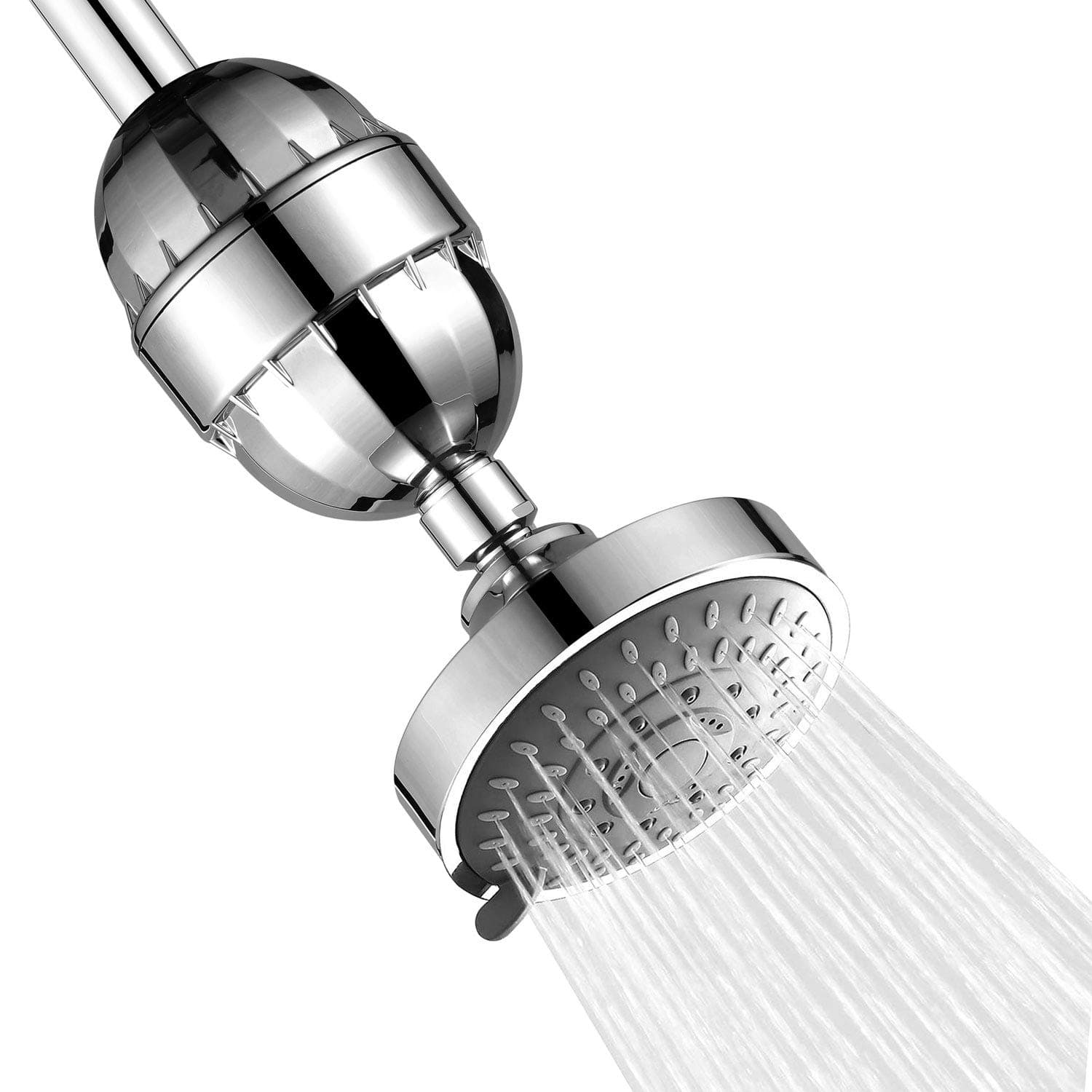 4 Inch High Pressure Rain Shower Head with Shower Filter, 5-setting Adjustable Rainfall Shower Head,15 Stage Replaceable Showerhead Filter for Hard Water Removes Chlorine and Harmful Substances