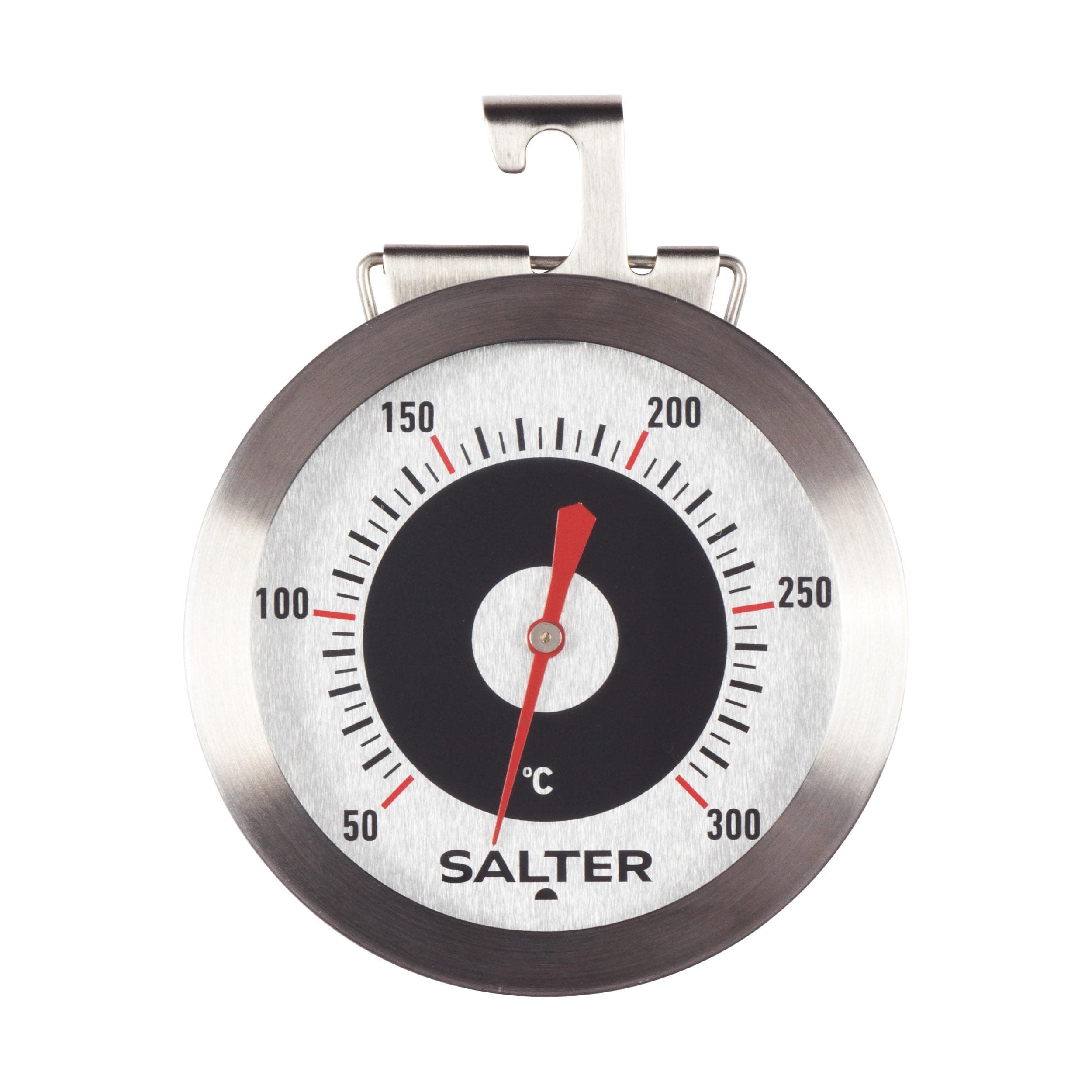 Salter 513 SSCR Oven Thermometer - Stainless Steel Dial, Food Baking, Temperature Gauge 50 300C, For Home/Kitchen, Hang or Stand in Oven, Instant Read, Adjustable Viewing Angle, Bold Display