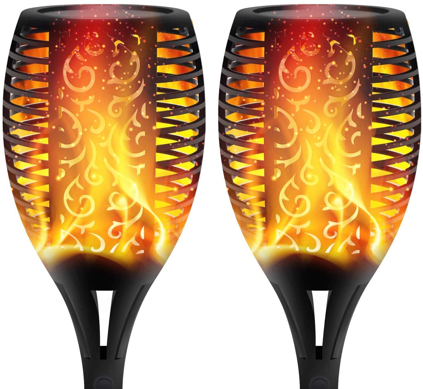 XERGY Solar Lights Outdoor Waterproof Dancing Fire Mashaal Flame Torch 96 Led 2200 Mah Battery Lantern Landscape Lighting Dusk to Dawn Auto On/Off Security Torches (Pack of 2) - Abs, Polycarbonate