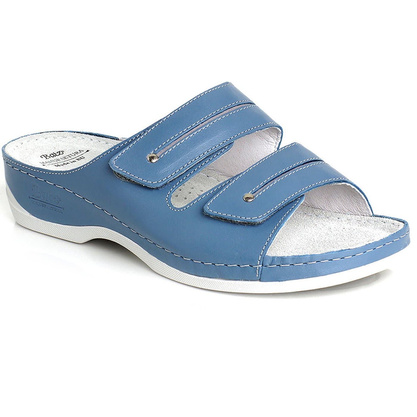 Batz LIA Leather Women Open Back Sandals (Blue)