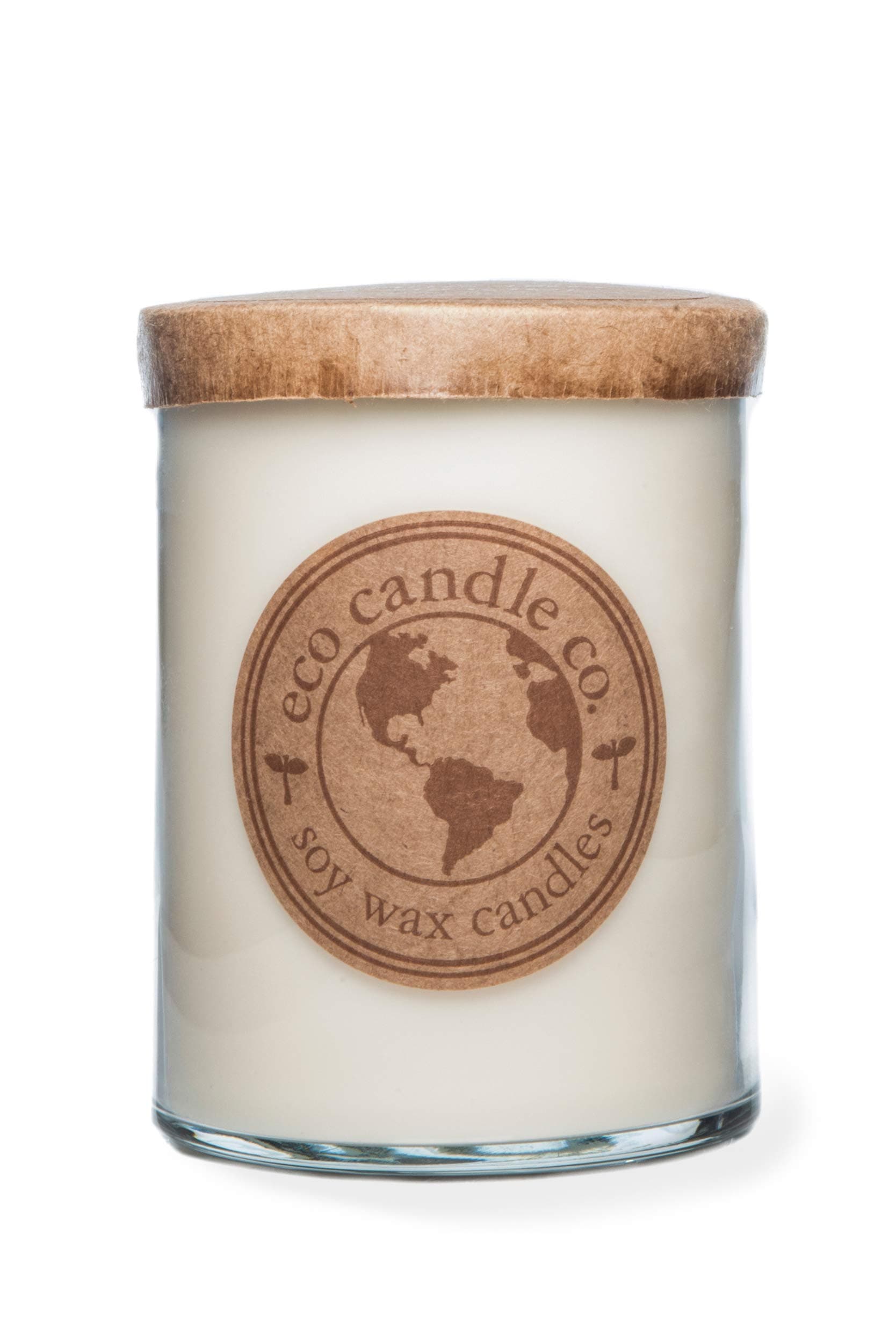 Eco Candle Co. Recycled Candle, White Tea Ginger, 18 oz. Double Wick - Scents of White Tea, Spices, Citrus, Jasmine, & Ginger - 100% Soy Wax, No Lead, Kraft Paper Label & Lid, Hand Poured