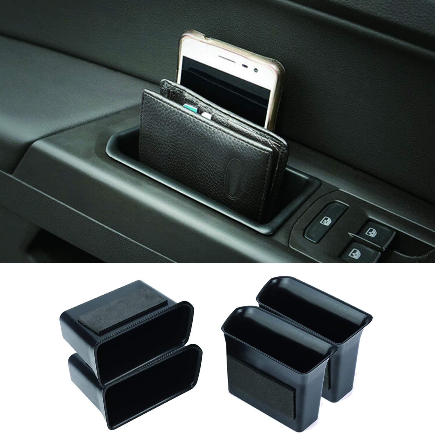New Upgrade 4PK Armrest Container Door Storage Organizer Box Tray Handle Compatible with VW Volkswagen Atlas 2018-2022 Atlas Cross Sport (2 Front & 2 Rear)