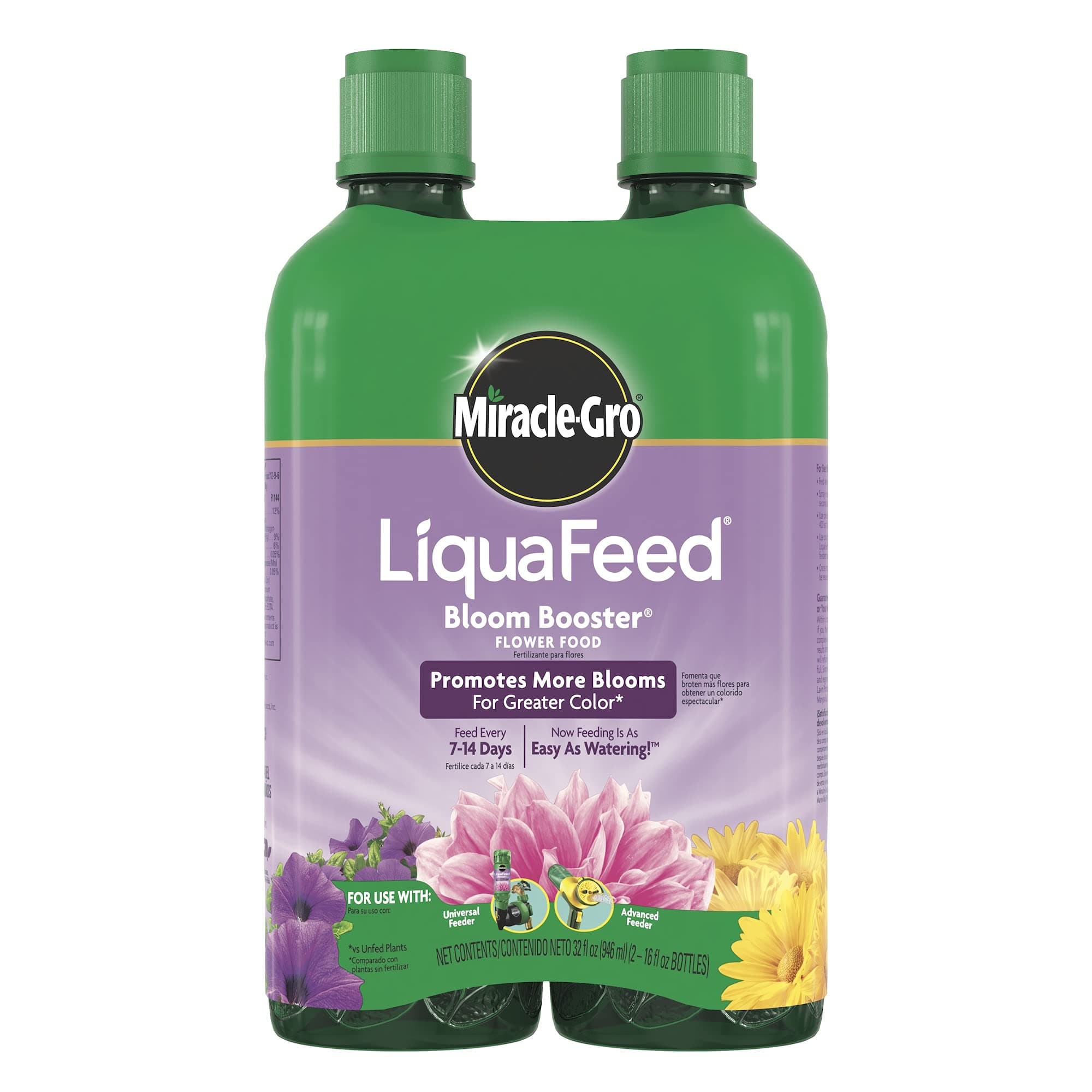 Miracle-Gro LiquaFeed Bloom Booster Flower Food Refill Pack, 2-Pack (Liquid Plant Fertilizer Specially Formulated for Flowers)