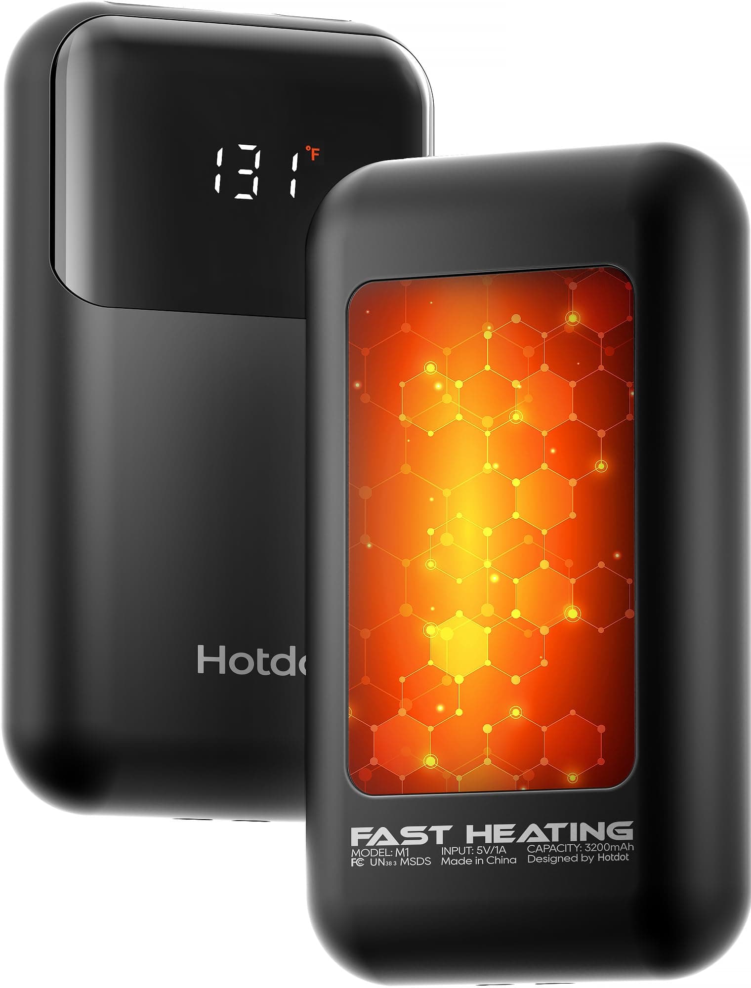 Hotdot Hand Warmers Rechargeable 2 Pack, 3 Heat Levels (104–121°F), Real-Time Temp & Battery Display, Electric Hand Warmers, Fast Heating, Fits in Gloves/Pocket, Gifts for Women & Men