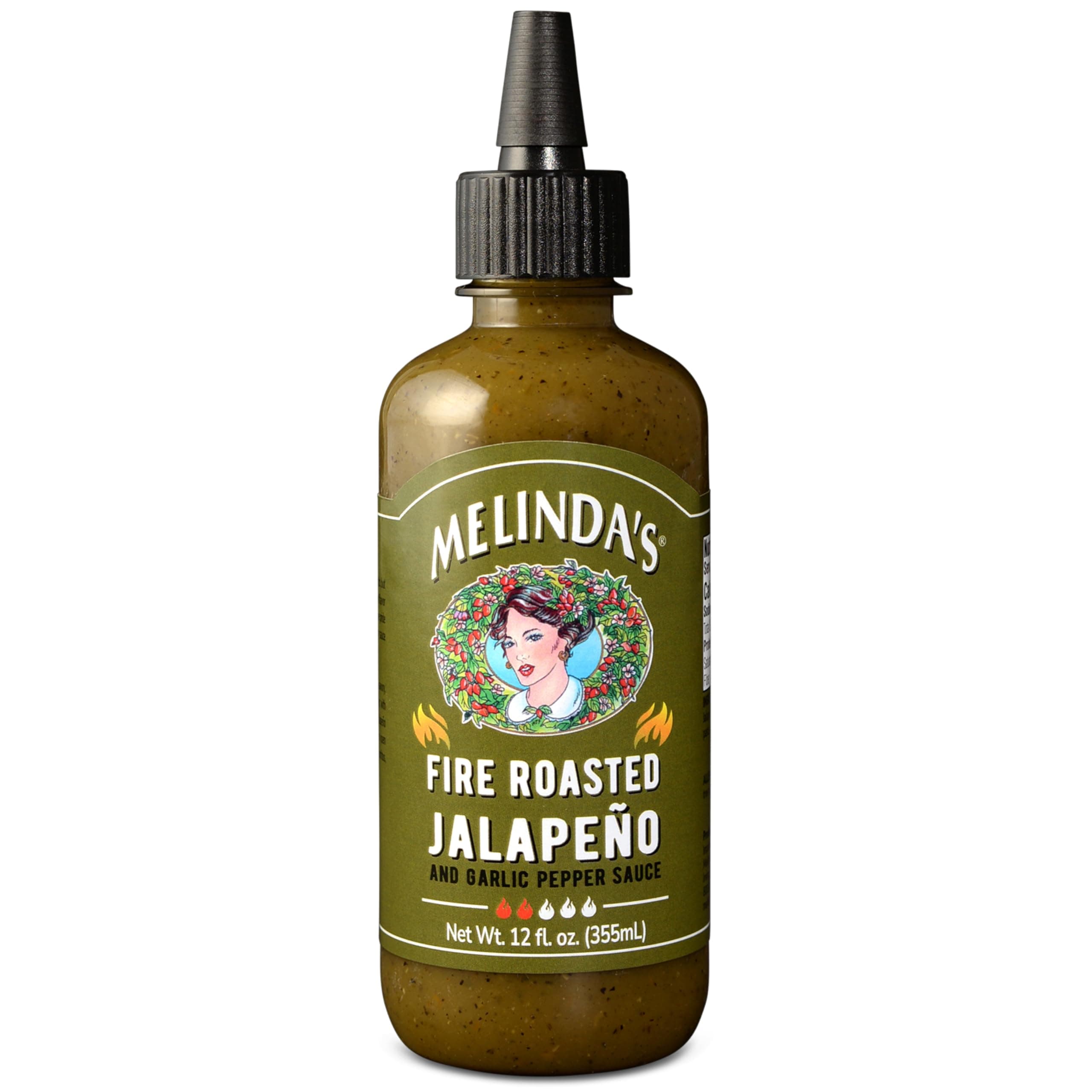Fire Roasted Jalapeño Hot Sauce with Aromatic Garlic - 12oz, 1 Pack - Gourmet Green Pepper Sauce Perfect for Grilled Meats & Veggies, Tacos, Eggs & More - Mild Heat, Keto, Vegan, Non-GMO