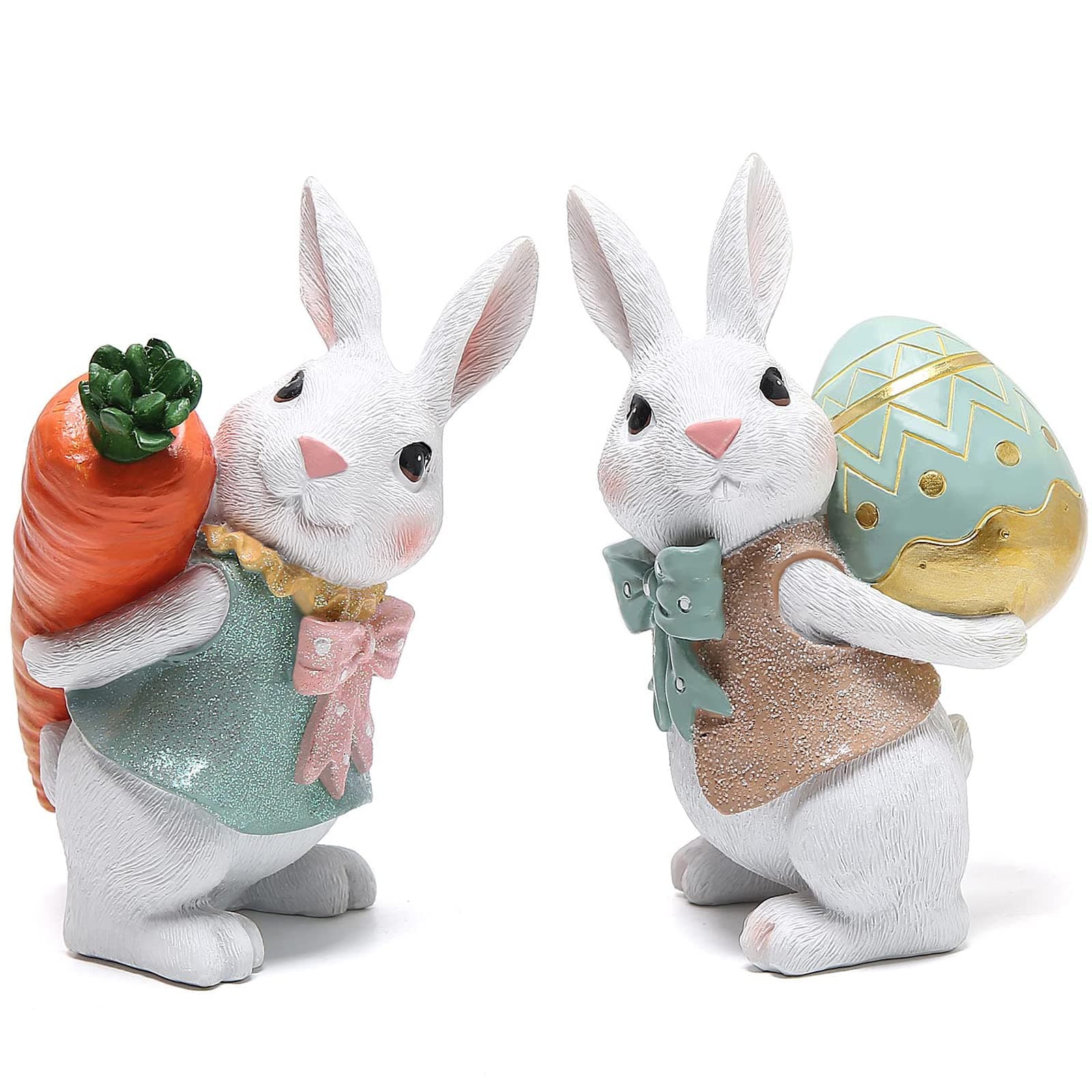 Hodao 5.5 Inch Polyresin Bunny Decorations Spring Easter Decors Figurines Tab...