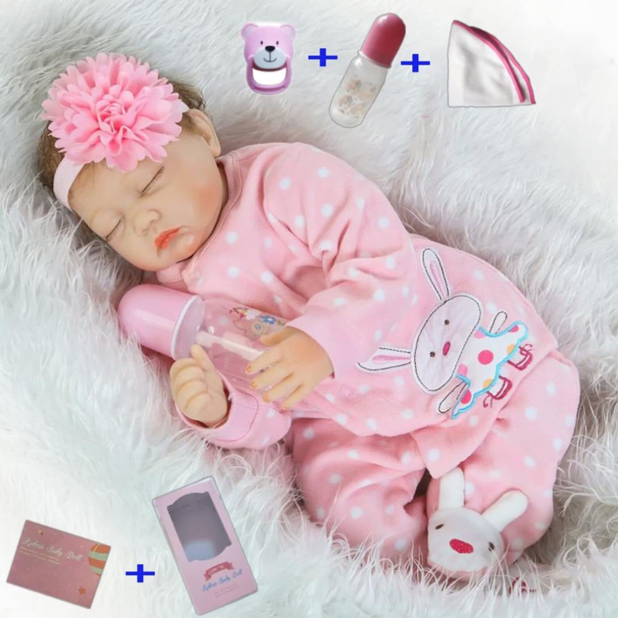 antboat22 Inch 55cm Reborn Dolls Baby Girl Soft Silicone Vinyl Real Life Dolls Cheap Toddler Sleeping Girl Lifelike Handmade Reborn Babies Xmas Gift