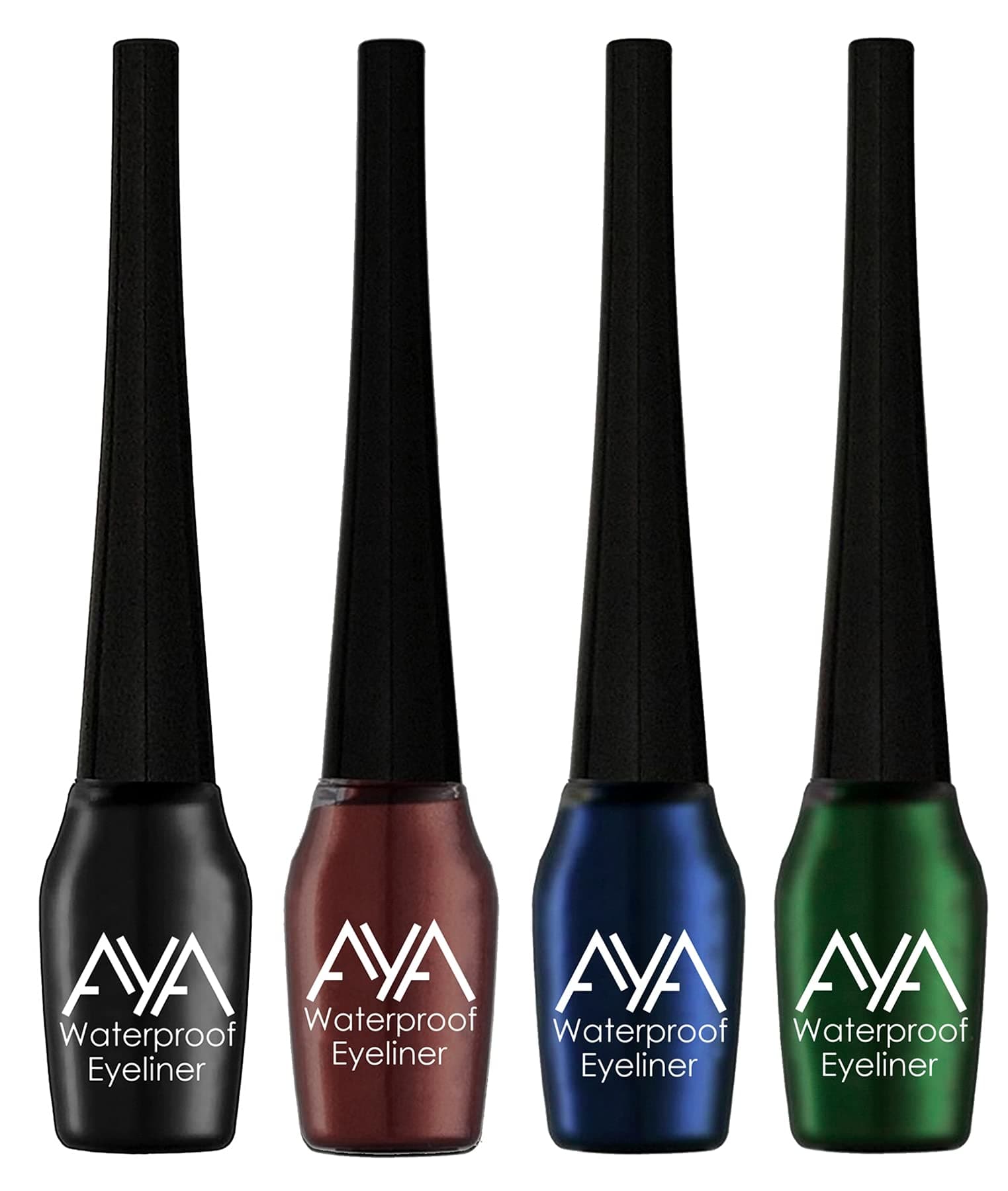 Waterproof & Long Lasting Eyeliner, Set Of 4 (Black, Brown, Blue, Green), 20 Ml, Gel, Metallic