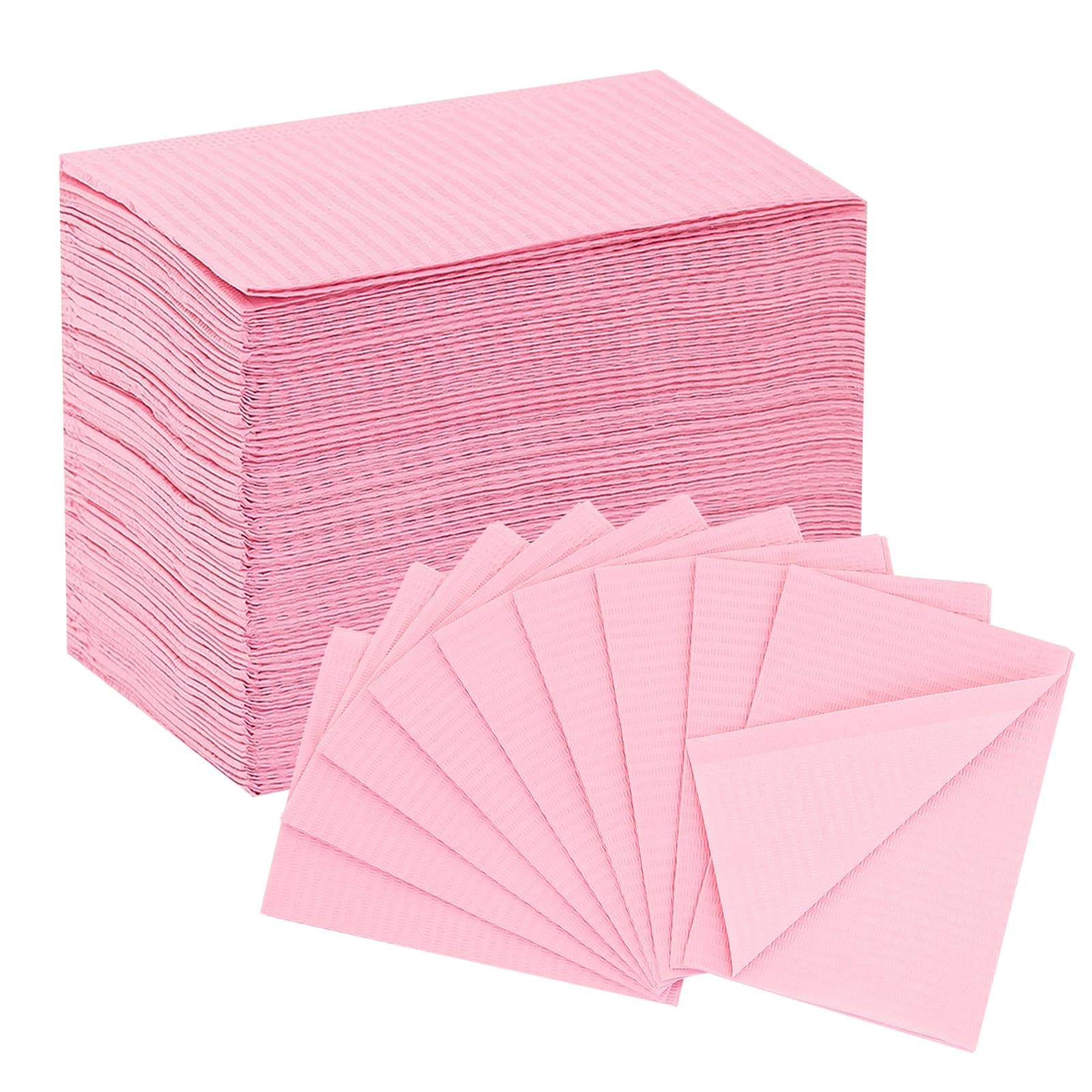 EZ TATTOO Dental Bibs Disposable 13"x18" - 125pcs 3 Ply Waterproof Tattoo Bibs Sheet for Nail Salon, Nail Tech Supplies and Lash Tech Must Haves for Tattoo Supplies and Dental Clinic (Pink)