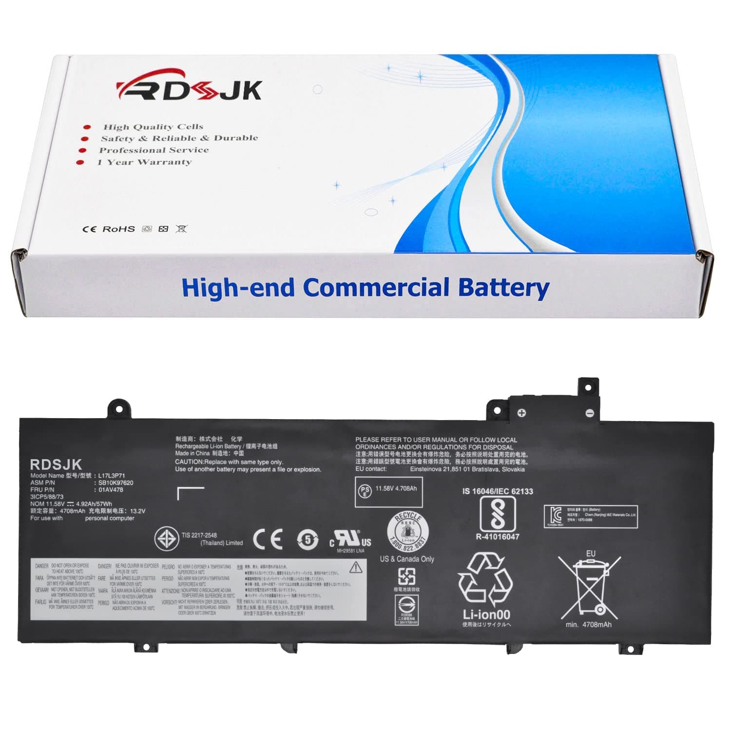 L17L3P71 L17M3P71 L17S3P71 L17M3P72 01AV478 01AV479 01AV480 Laptop Battery for Lenovo ThinkPad T480s 20L7 20L8 20L7A011CD 20L7A01WCD 20L8S02D00 20L8S02E00 Series SB10K97620 SB10K97621 SB10K97622 57Wh