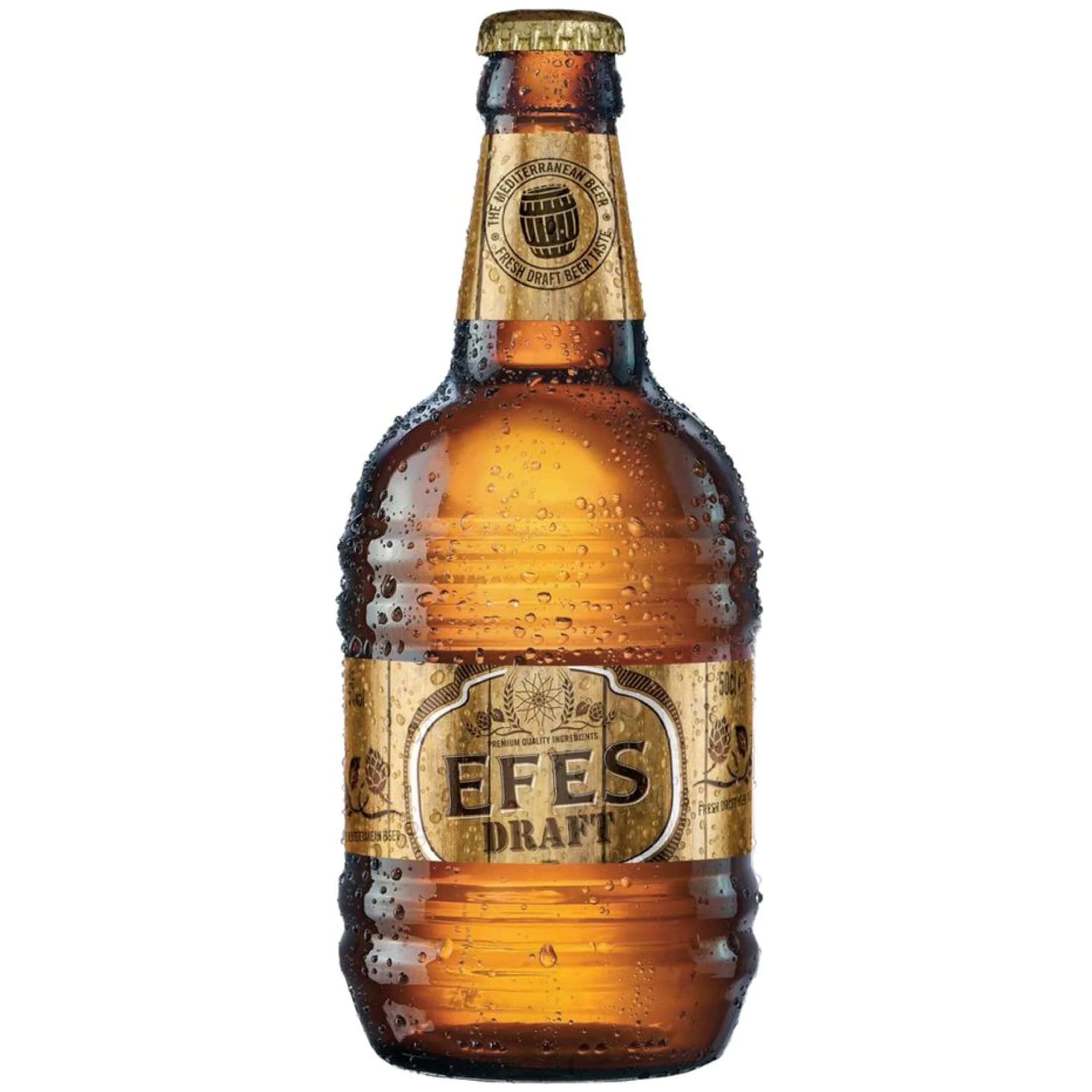 Draft Lager Beer 12 x 500ml Barrel-Shaped Bottles, 5 percent ABV β Fresh Draught Taste β Turkish Beer - Optimal Served Chilled for BBQs, Parties and Mediterranean Food