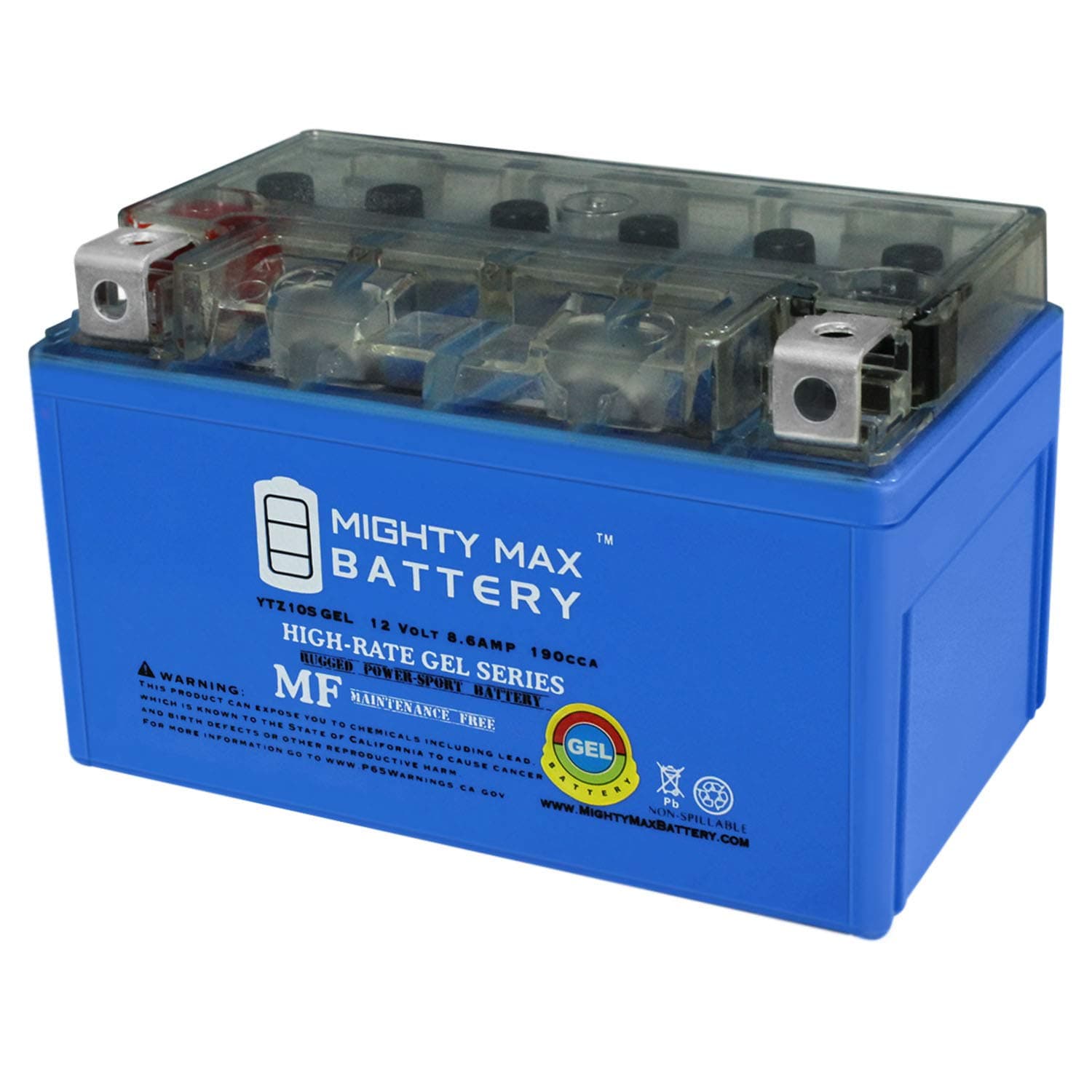 Mighty Max Battery YTZ10S GEL -12 Volt 8.6 AH, GEL Type, 190 CCA, Rechargeable Maintenance Free SLA AGM Motorcycle Battery