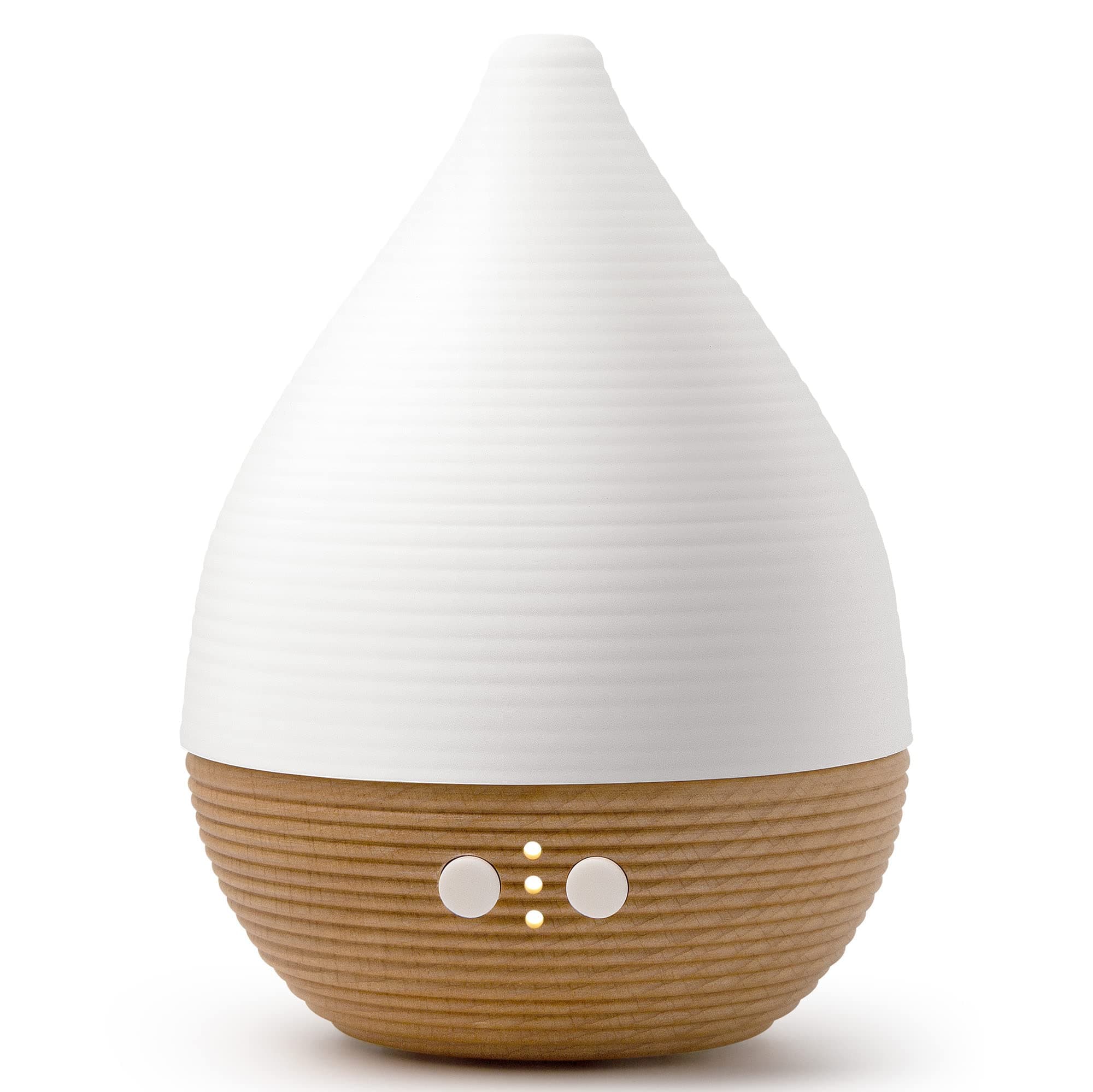 Teo Beech Wood Ceramic Aroma Essential Oil Diffuser, Scent and Fragrance Aromatherapy Humidifier - Handmade Ceramic, Modern Design, Timer, Independent LED Light, Long Cord, Silent Fan