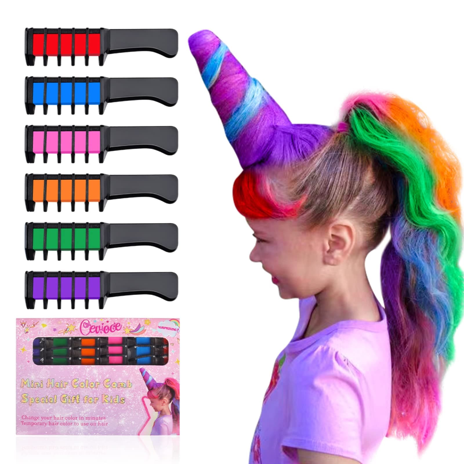 CevioceHair Chalk for Girls: Temporary Hair Color, Washable Dye, Makeup Kit, Stocking Stuffers for Teens - Birthday, Christmas Gifts for Ages 4-10