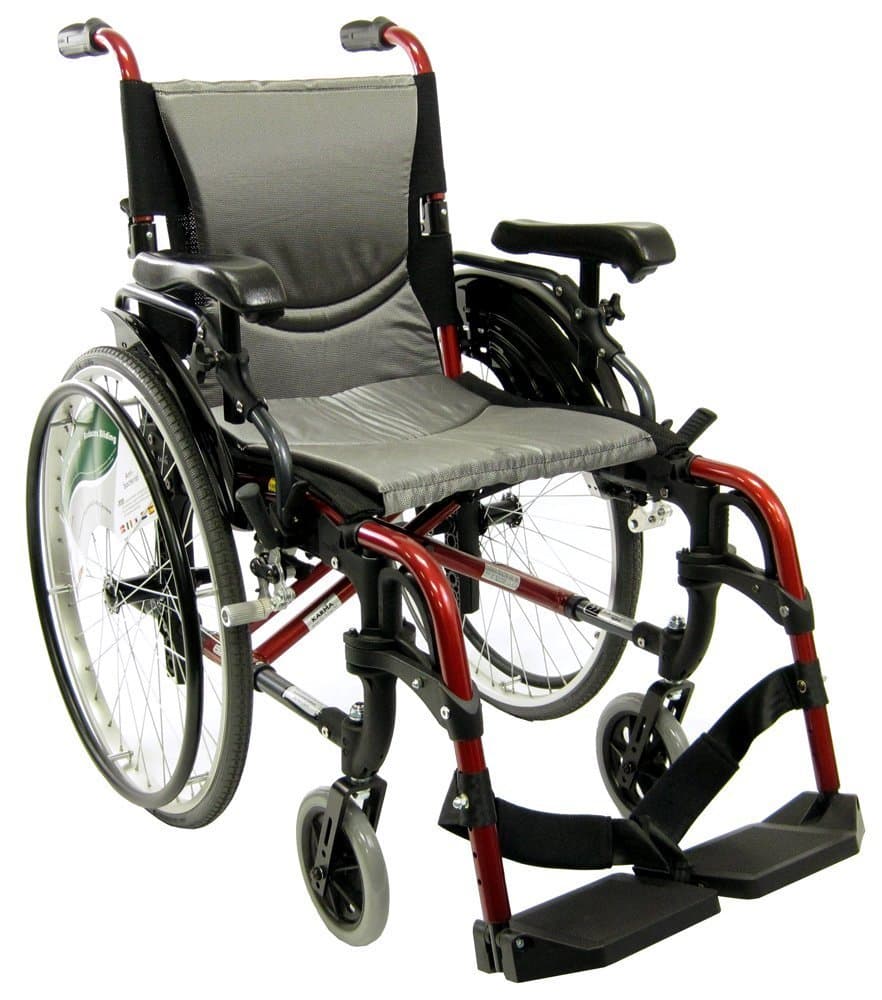 Karman S-ERGO 305 Lightweight Ergonomic Wheelchair S-Ergo305Q16SS, 29 lbs., Quick Release Wheels, Frame Rose Red, Seat Size 16"W X 17"D, Factory Adjustable Seat Height (Default 19" Floor To Seat)
