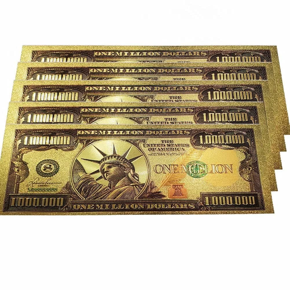 one Million Dollar Bills, Colored Gold Plated Bill Collectible Banknotes for Decoration