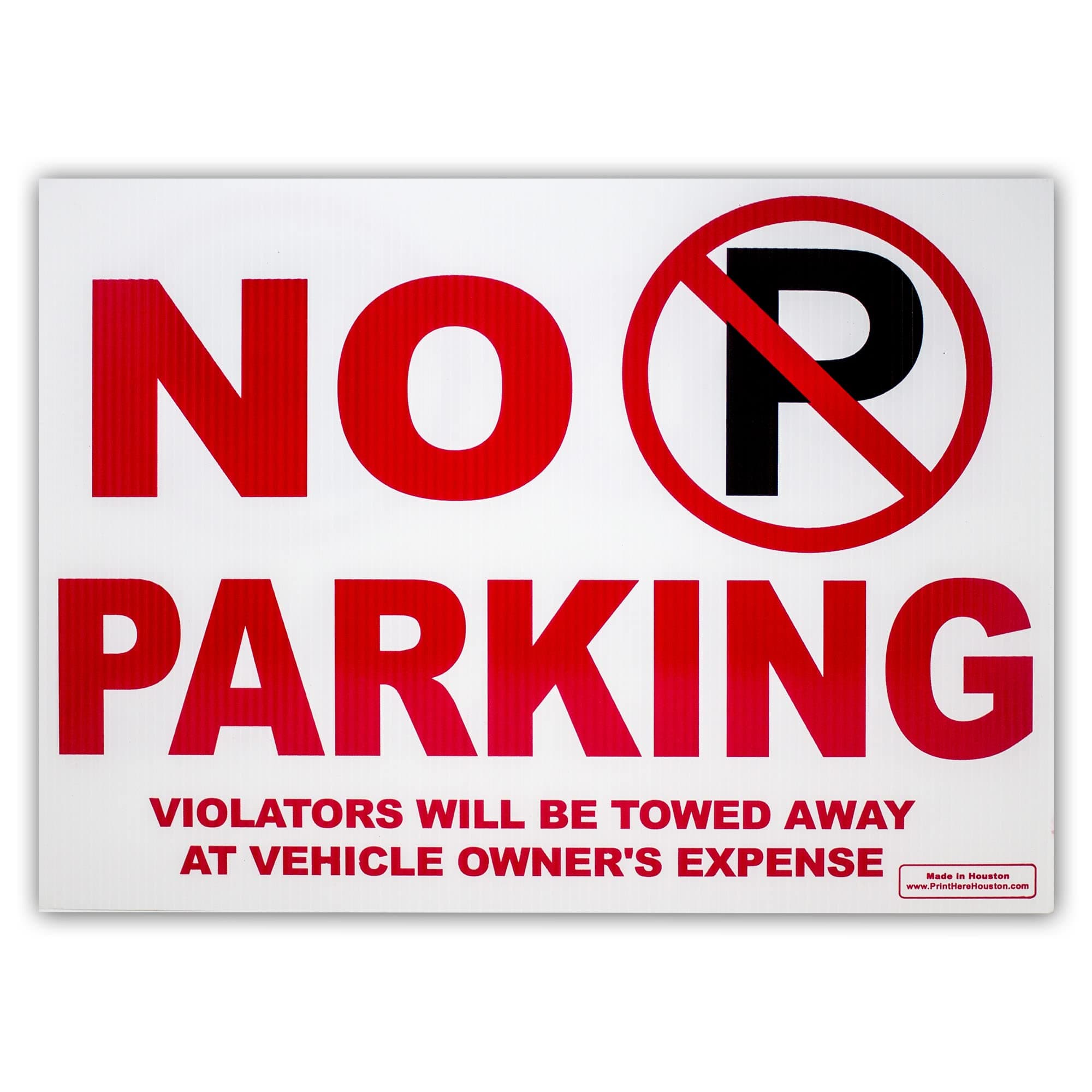 No Parking Anytime Yard Sign Violators Will Be Towed Away At Vehicle's Owner Expense Lawn Sign 24x18" 4MM Corrugated Plastic Signage Metal Wire Ground Stake Included