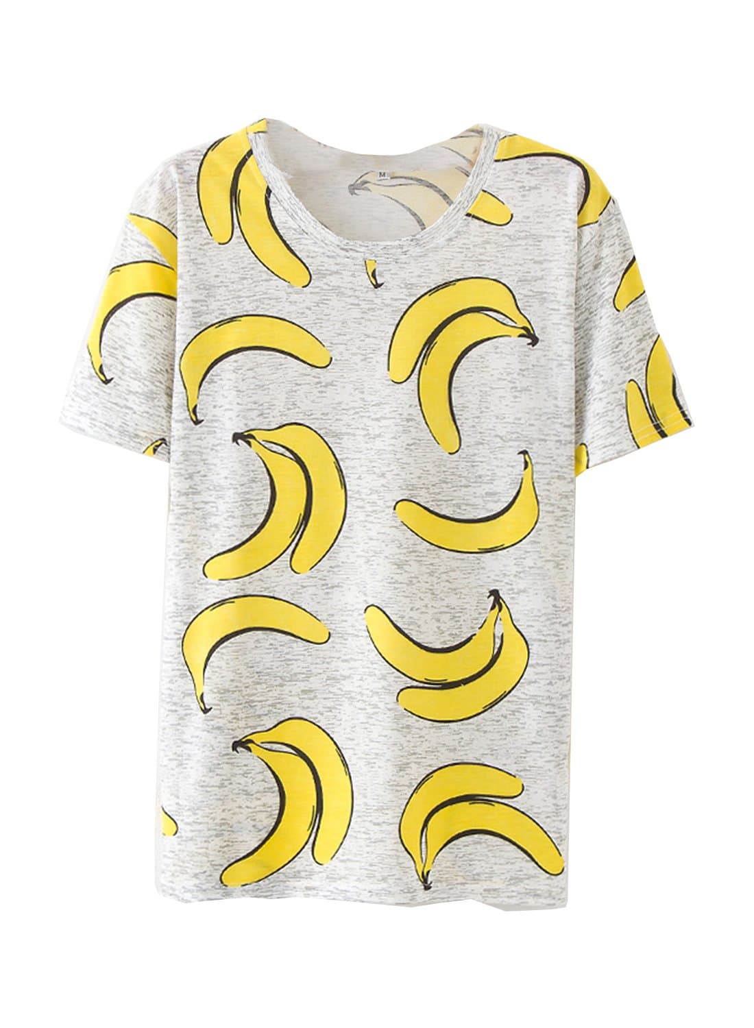 Amy Babe Women Tropical Graphic Fruits Printed Heathered Loose Tee T Shirt Tops