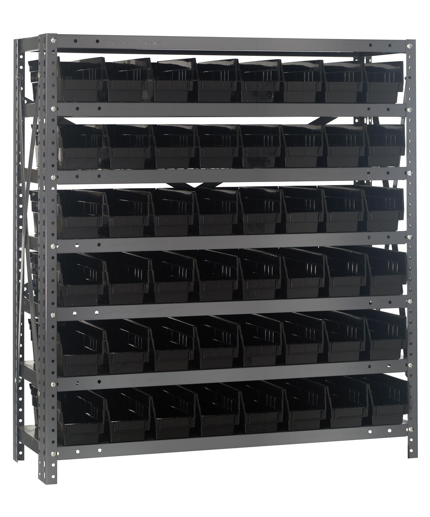 Quantum Storage Systems 1239-101BK Steel Shelving Unit with 4" Shelf Bins, 12" D x 36" W x 39" H, Black