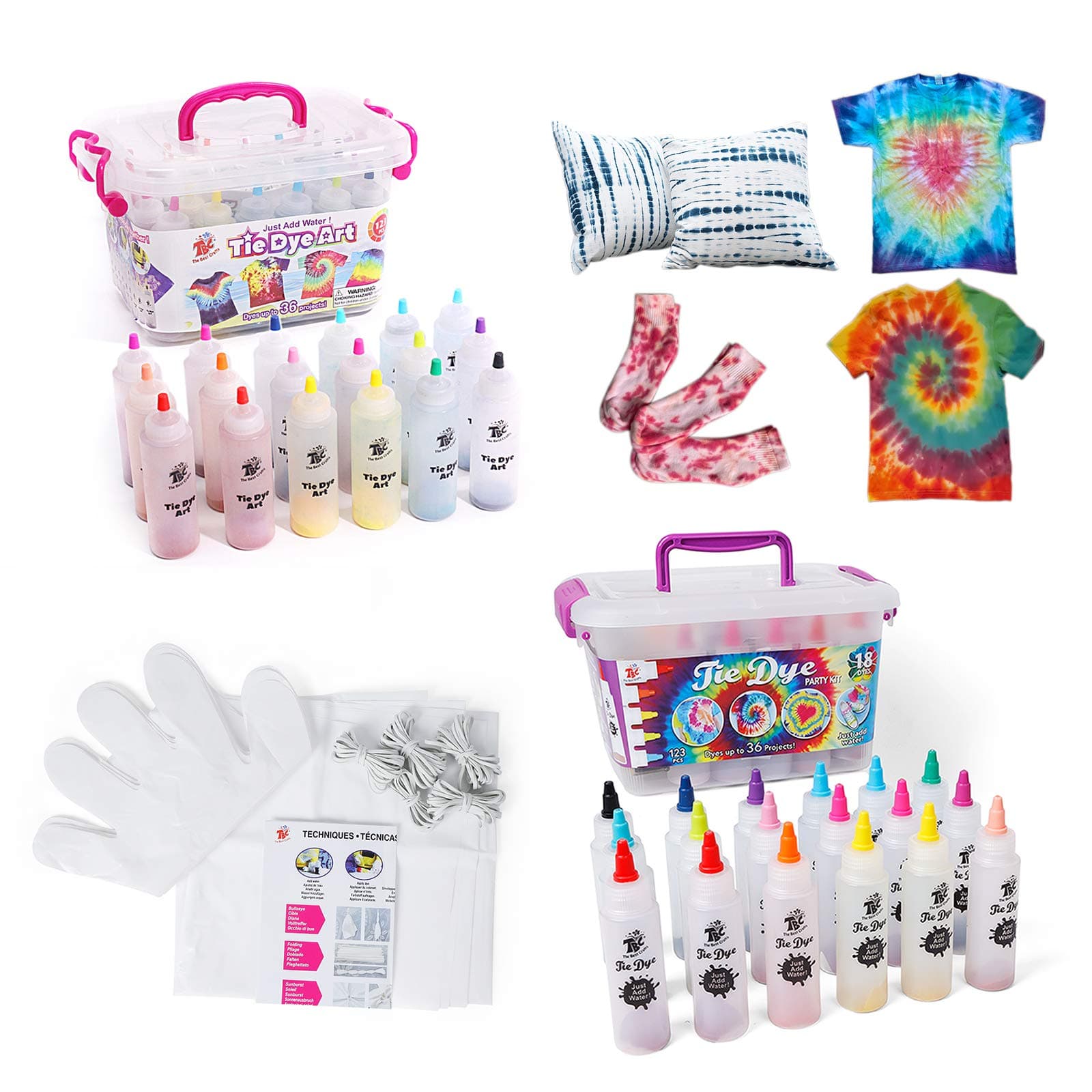 TBC The Best Crafts Tie-Dye Art Kit for Over 18 Kids to Play, Easy & Fun(18 Colours)