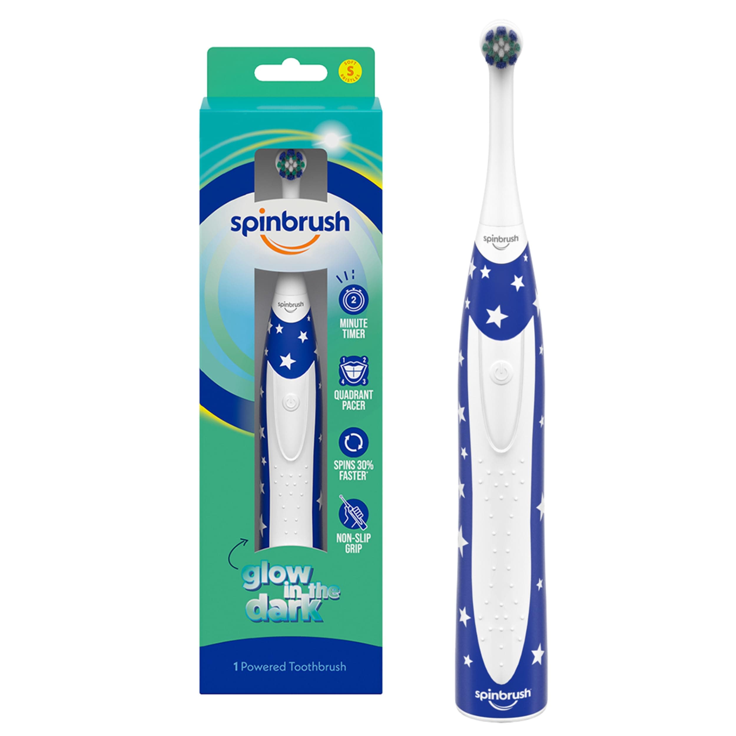 Spinbrush Kids Electric Toothbrush, Glow in The Dark, Battery-Powered