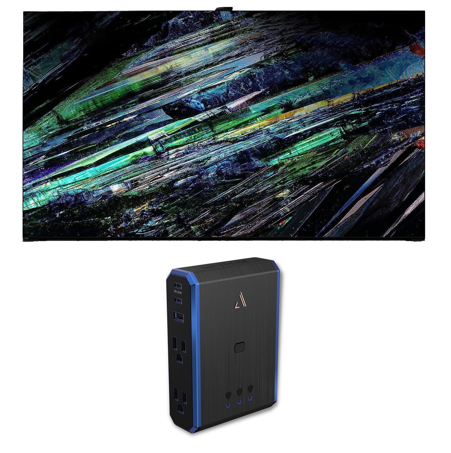 Sony XR77A95L 77 Inch QD-OLED 4K UHD Smart Google TV with AI Upscaling with a 5S-PS4-US1 4-Outlet Power with Omniport USB (2023)