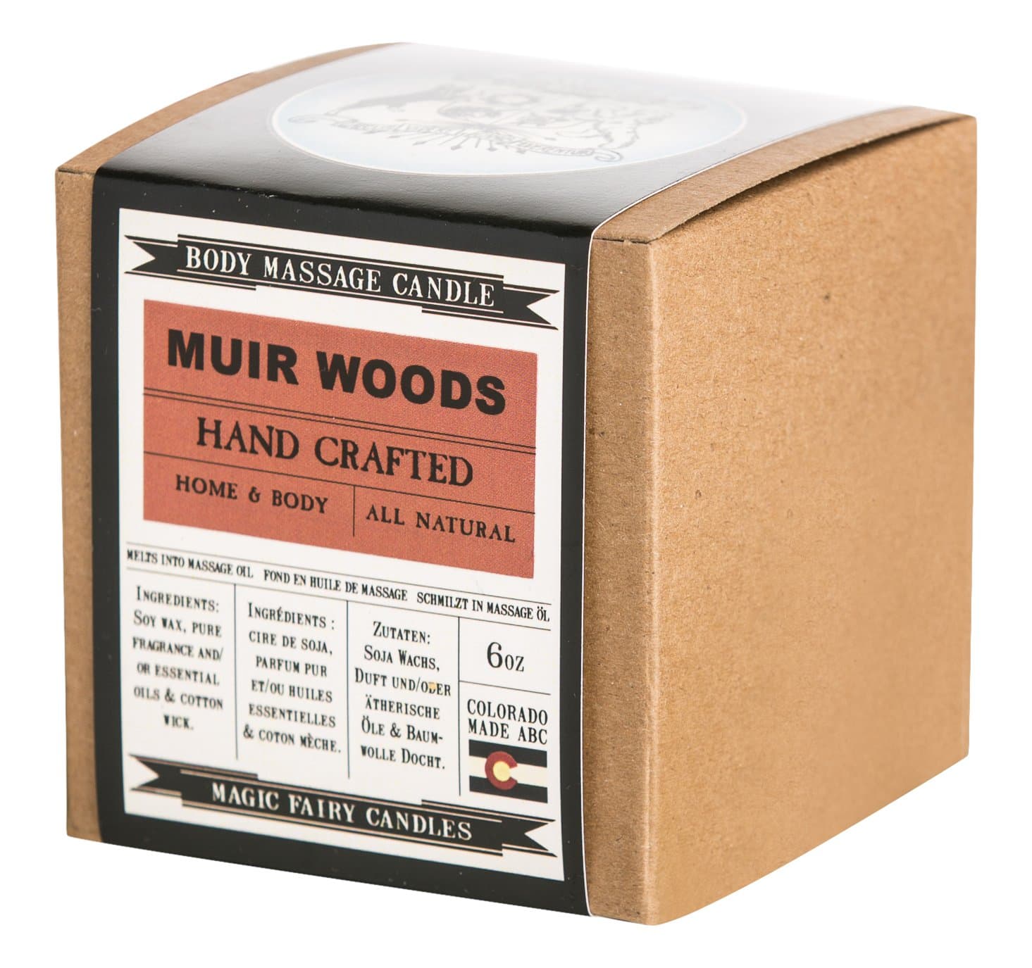 Magic Fairy Candles Muir Woods Cedar Blend Soy Body Massage Candle all Natural Hand Crafted, 6oz