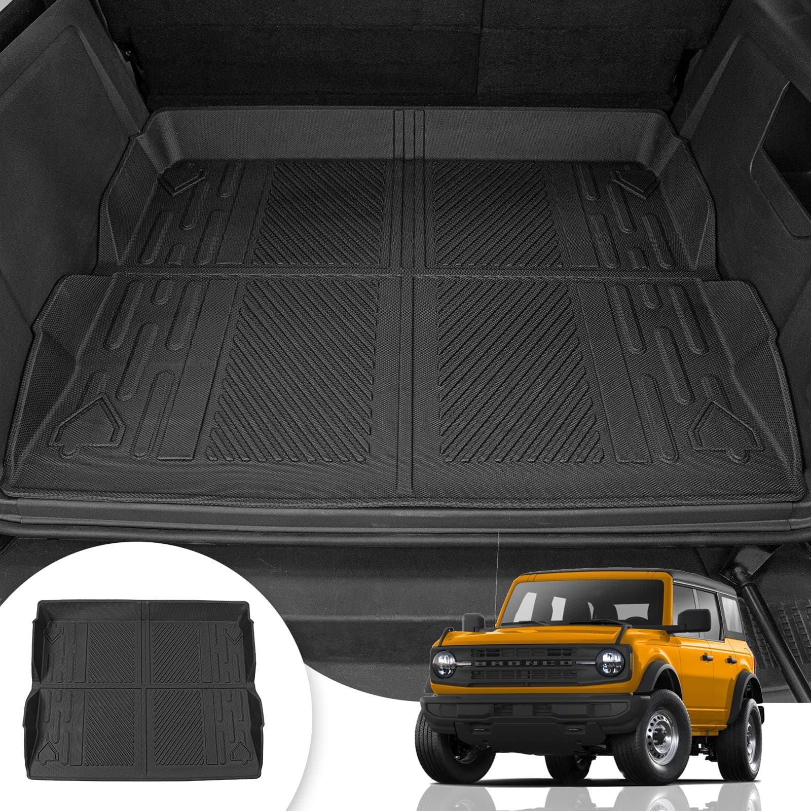 Cargo Mat Compatible with 2021 2022 2023 2024 2025 2026 Ford Bronco Trunk Mat All-Weather TPE Rear Trunk Tray Cargo Liner for Ford Bronco Accessories 4 Doors (Not Compatible with Bronco Sport)