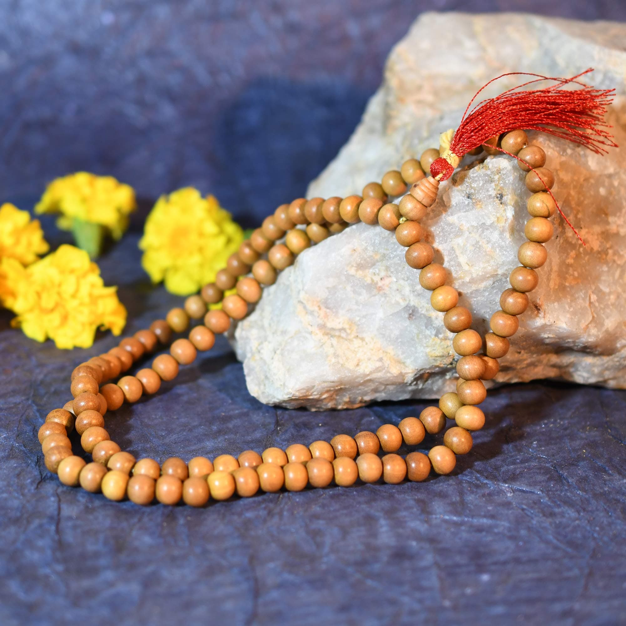 Collectible India Wooden Handmade Tulsi Japa Mala Prayer 108 Beads For Pooja & Wearing Daily