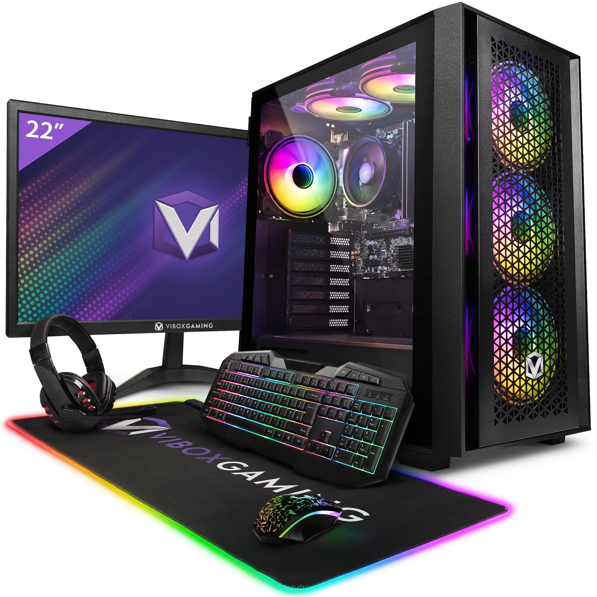 – Vibox I-24 Gaming PC Bundle • AMD Ryzen 3 3200G 4.0GHz • Radeon Vega 8 • 16GB RAM • 500GB SSD • Windows 11 • 22" Monitor • WiFi
