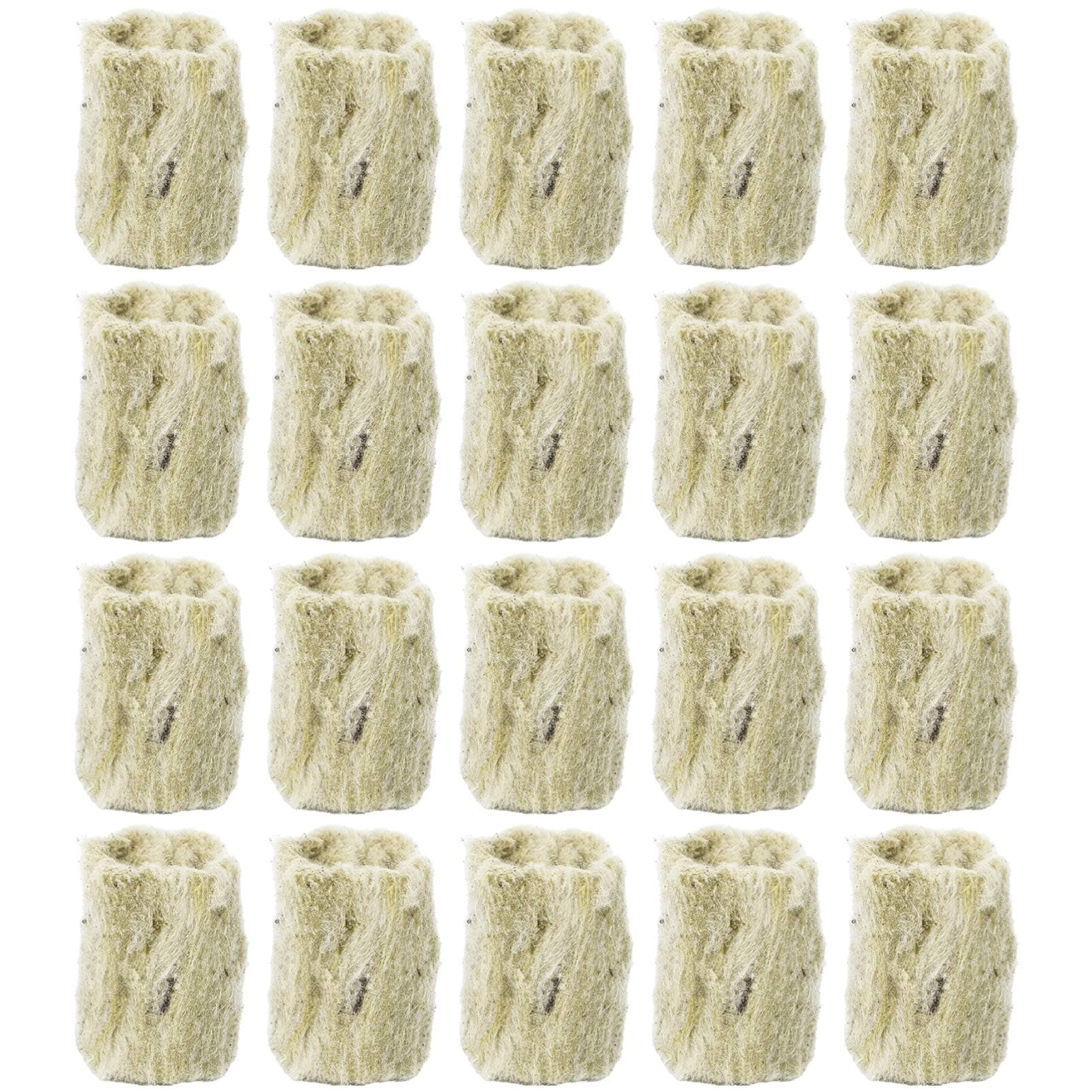 Cabilock 20pcs Rockwool Starter Plugs Agricultural Soilless Culture Cylindrical Hydroponic Cultivation Seedling Planting Tubes Blocks