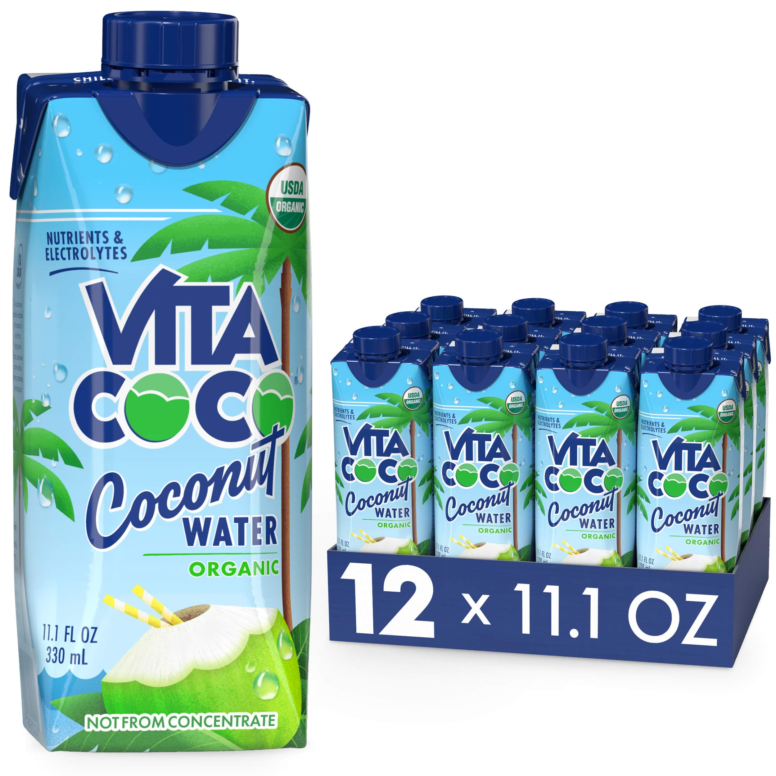 Coconut Water, Pure Organic | Refreshing Coconut Taste | Natural Electrolytes | Vital Nutrients | 11.1 Oz (Pack Of 12)