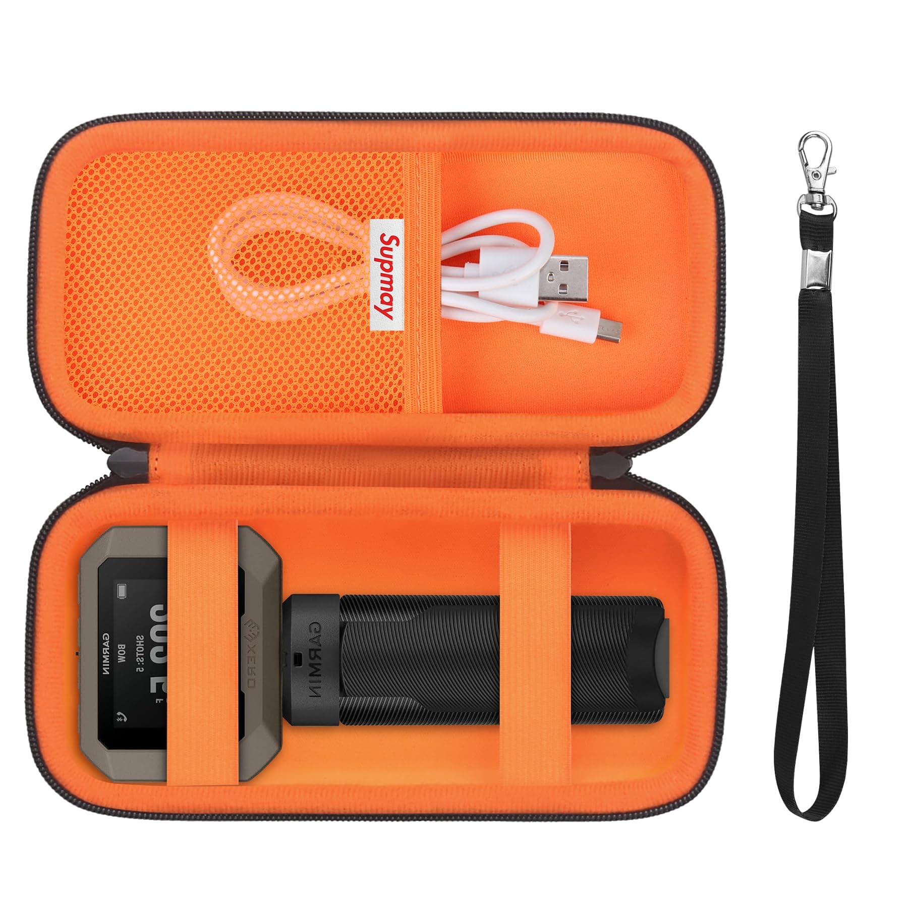 Hard Carrying Case for Garmin Xero C1 Pro Ballistic Precision Chronograph, Compact Chronograph Storage Holder with Mesh Bag fit USB Cable, Cleaning Cloth, USB Charging Adapters, Black+Orange