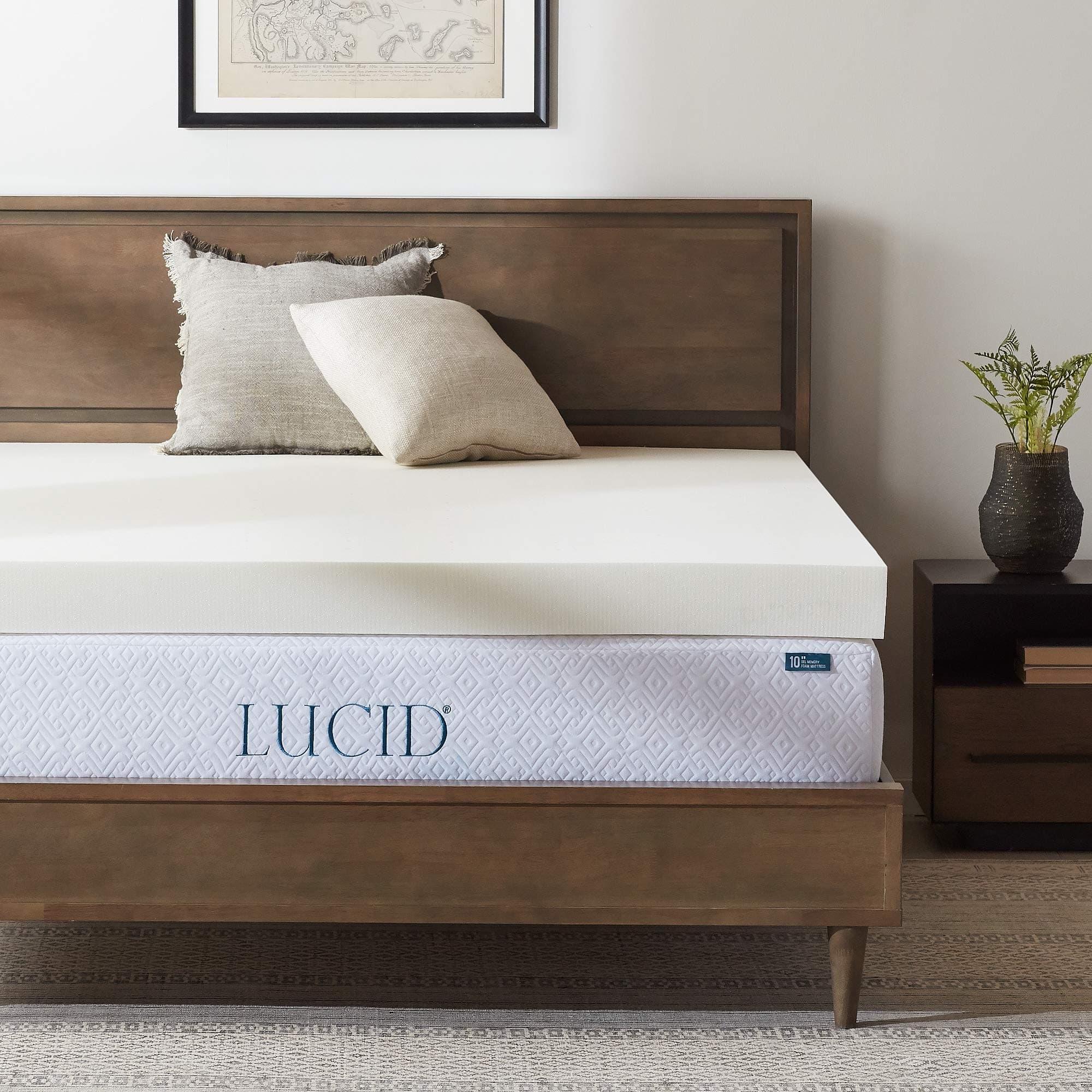 LUCID4 Inch Ventilated Memory Foam Mattress Topper - 3-Year Warranty - Twin