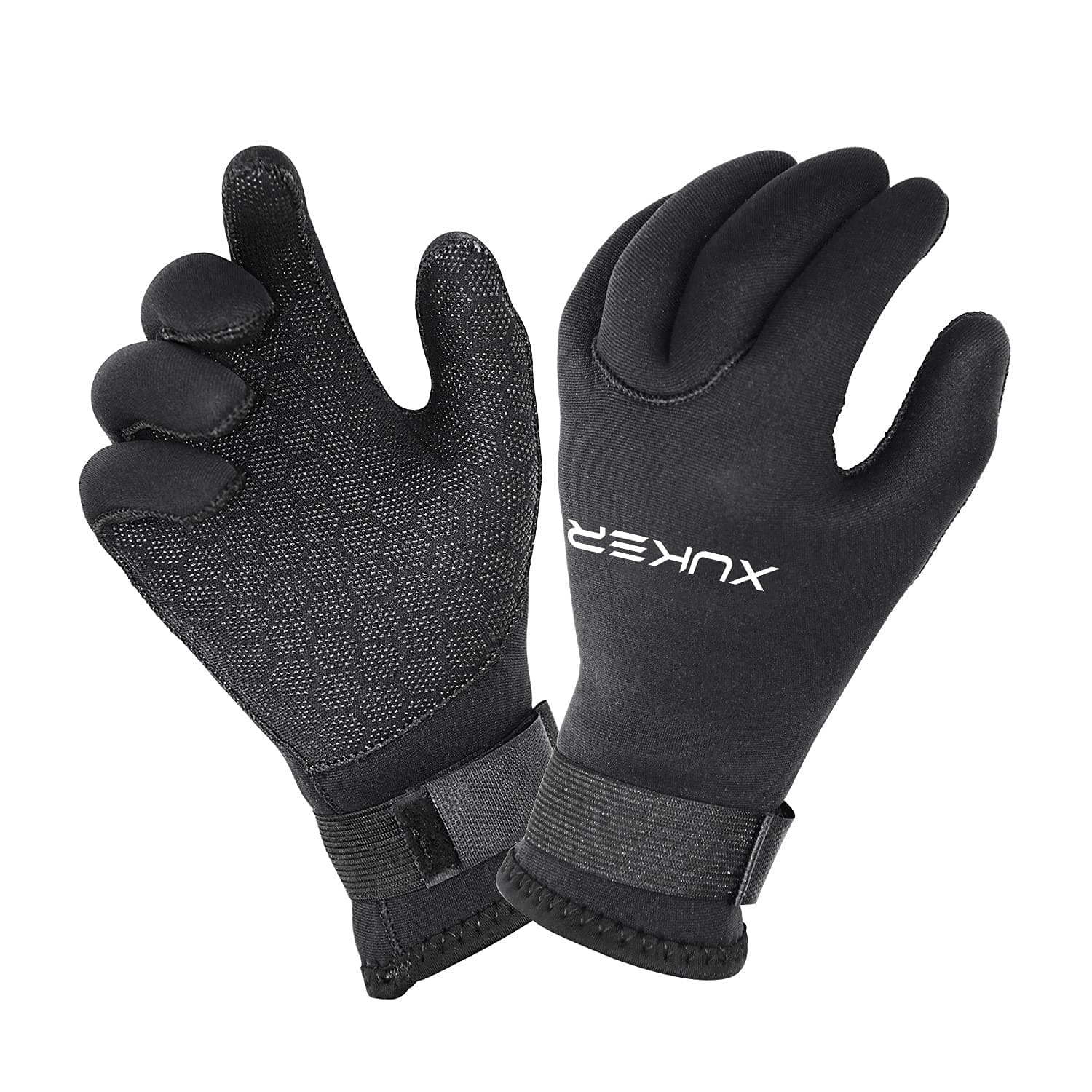 XUKER Water Gloves, 3mm & 5mm Neoprene Five Finger Warm Wetsuit Winter Gloves for Scuba Diving Snorkeling Surfing