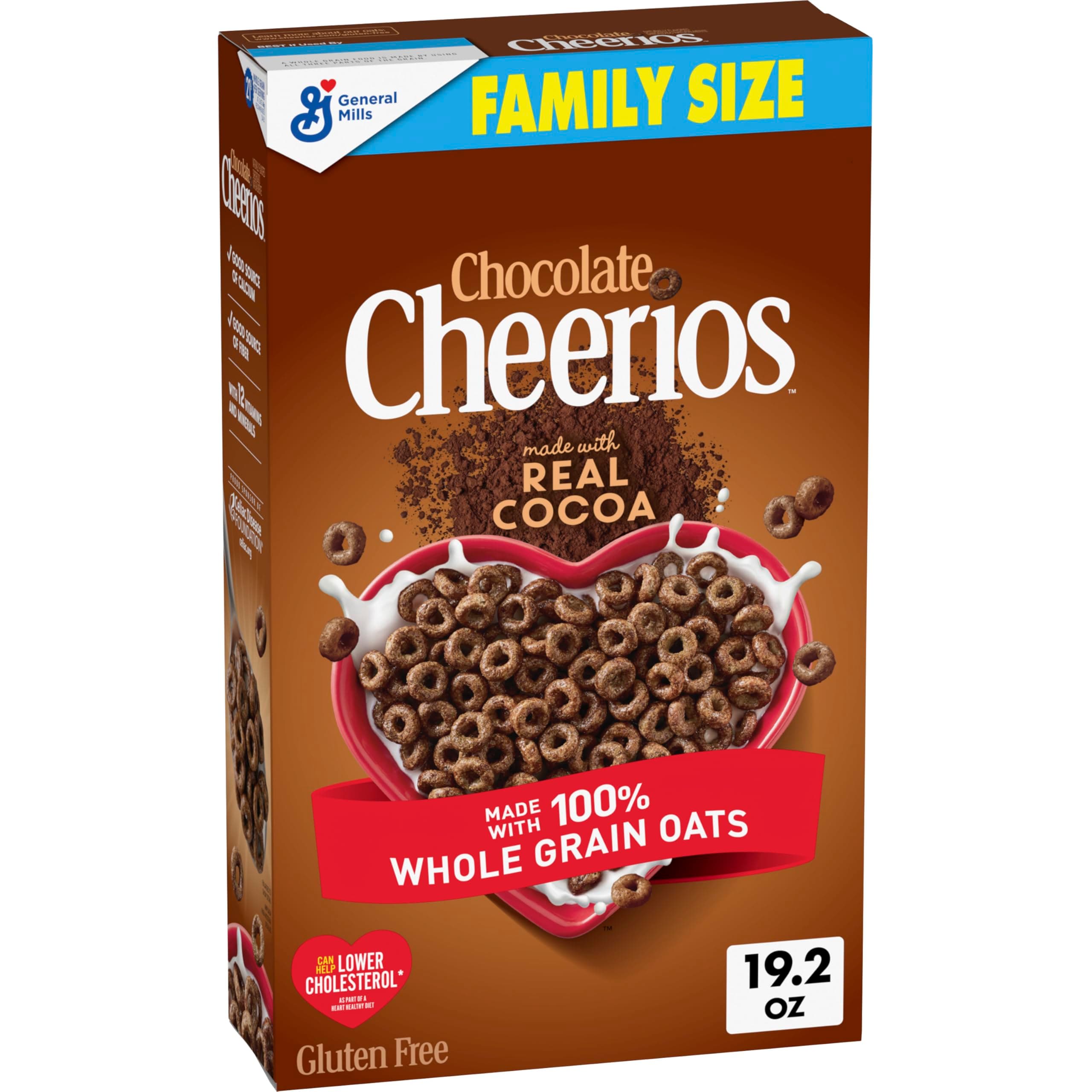 Chocolate Cheerios Heart Healthy Cereal, Gluten Free Cereal With Whole Grain Oats, 19.2 OZ Family Size
