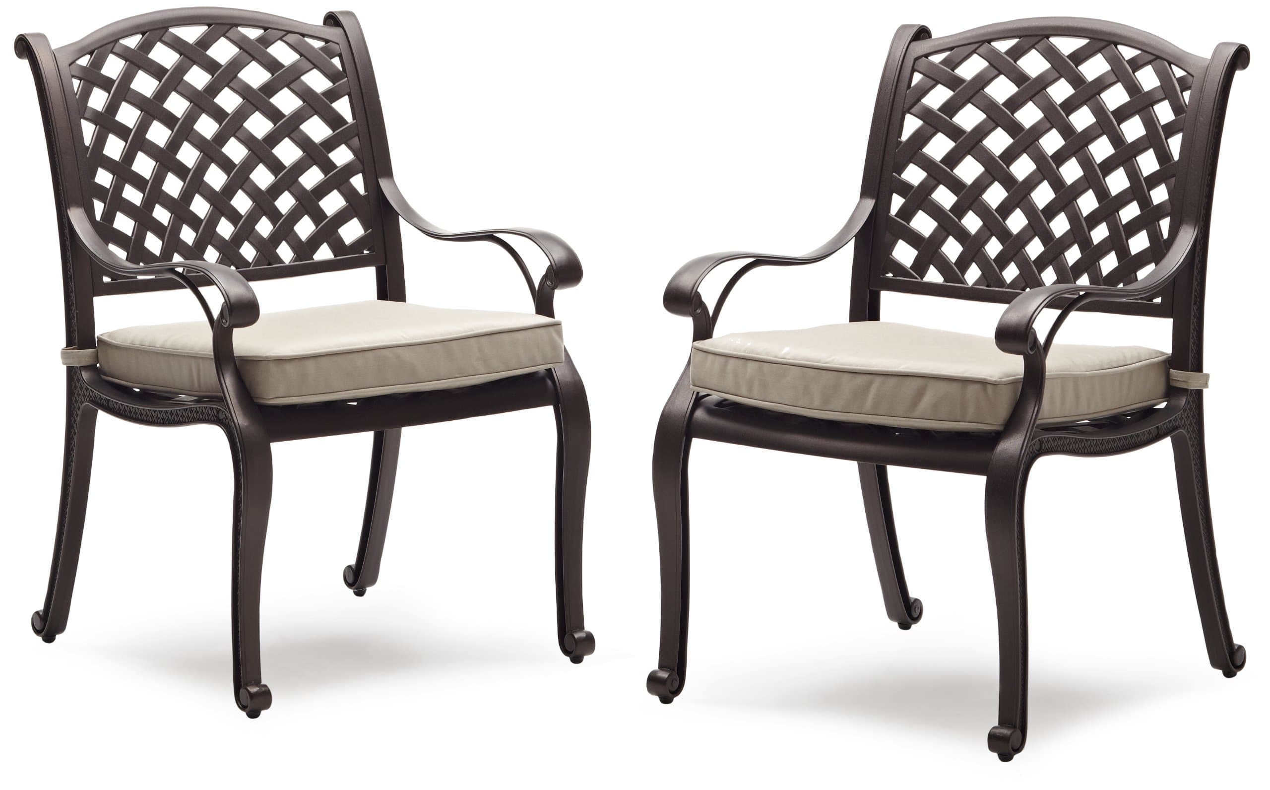 Bainbridge Cast Aluminum Dining Chair with Cushion, Set of 2