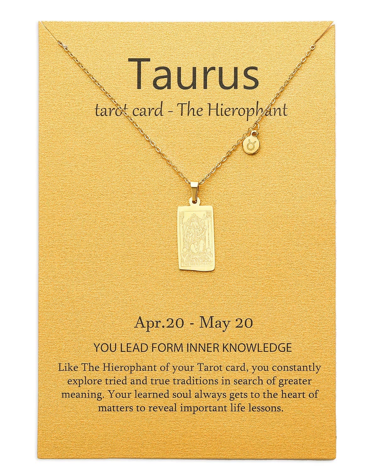 14k Gold Plated Zodiac Sign with Tarot Card Pendant Necklace Birthday Gift for Women