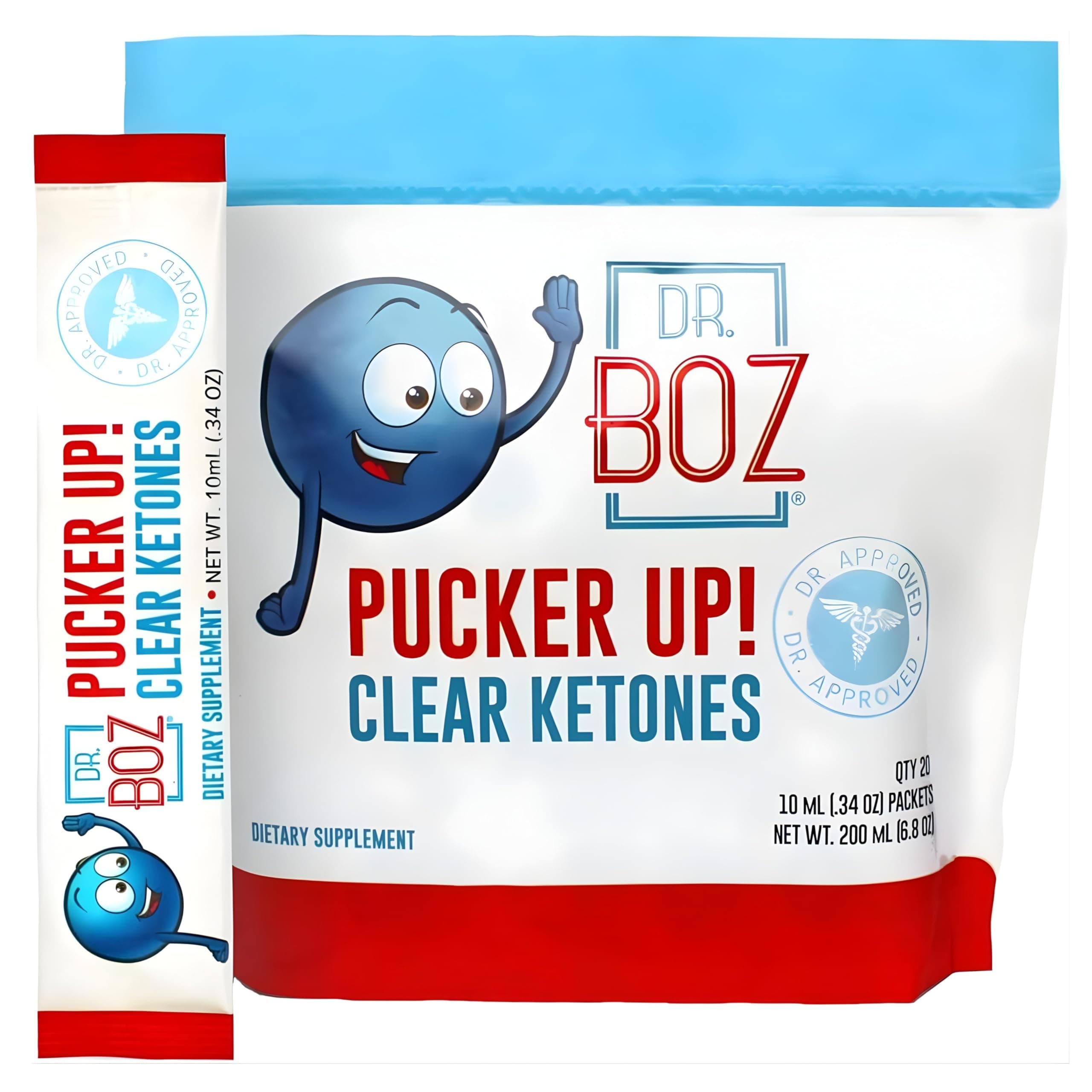 Pucker UP! Clear Ketones, 20 Packets - Pure Liquid BHB - Fast Acting Exogenous Ketones - Increase Energy & Clarity - Max Strength - Quality Tested - Made in USA - Keto Diet - 0.34oz (10ml)