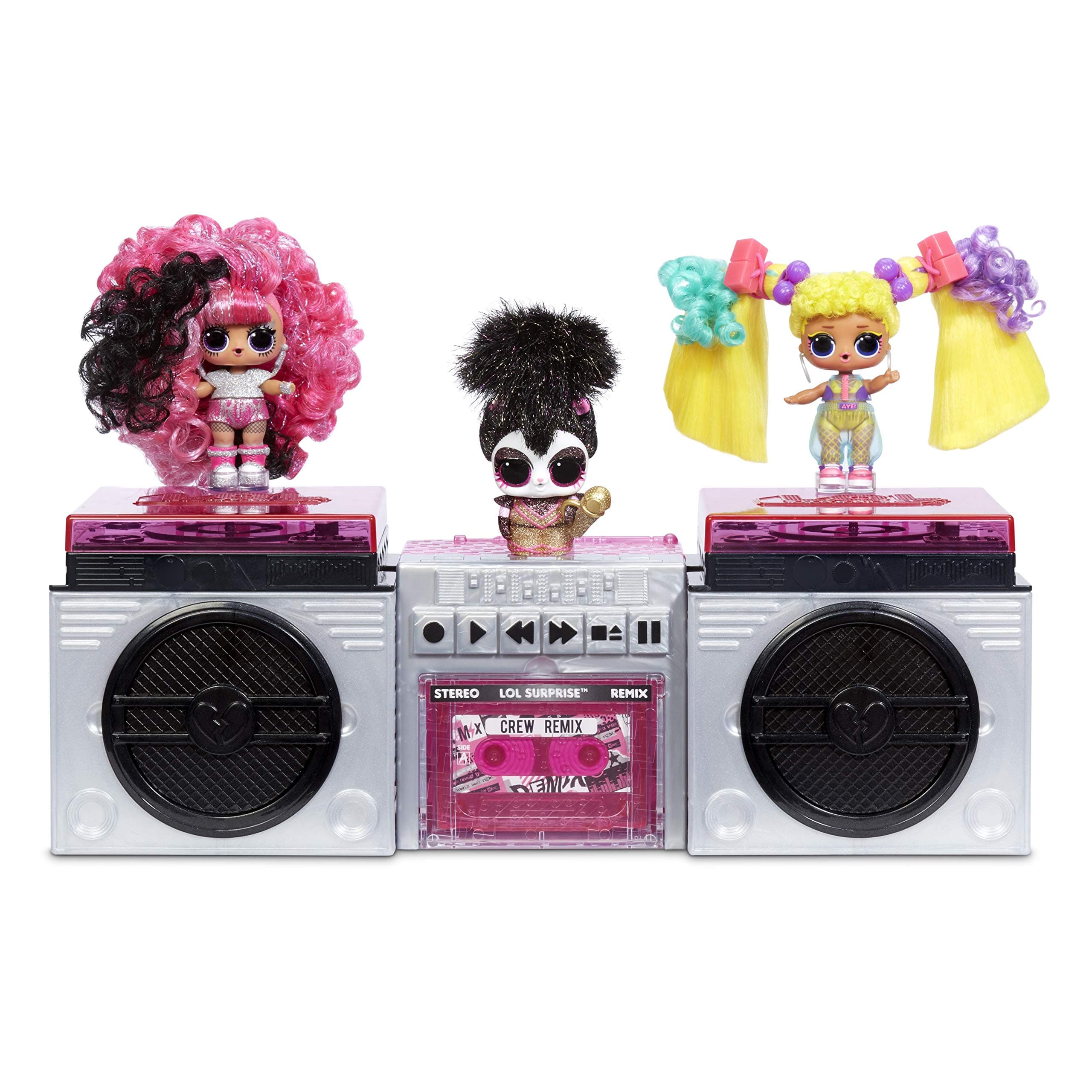 L.O.L. Surprise! Remix Pets 9 Surprises, Real Hair Includes Music Cassette Tape with Surprise Song Lyrics, Accessories, Dolls