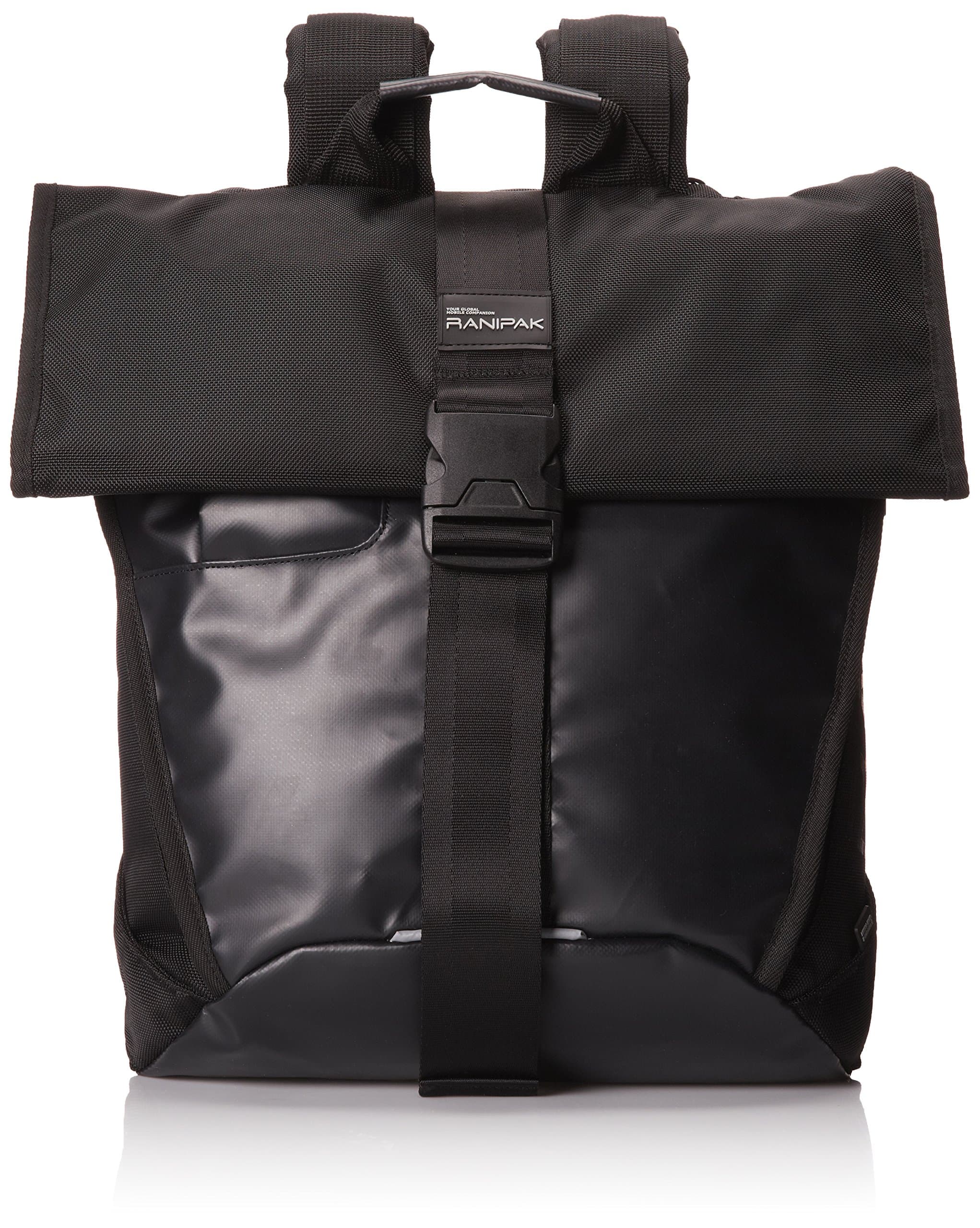 Ranipak Luggage High End Durable Rolltop Laptop Computer Backpack Bag, Black, One Size