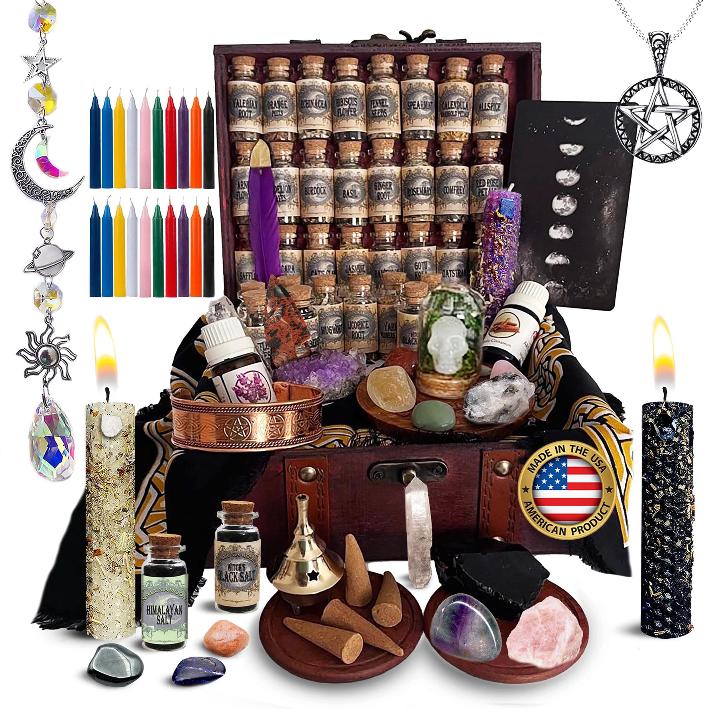 UnaLunaMoona Witchcraft Kit, Wiccan Supplies and Tools, USA Made, Witch Kit, Witchcraft Crystals Witchcraft, Witchcraft Starter, Witch Starter Pack, Crystal Sets for Witchcraft