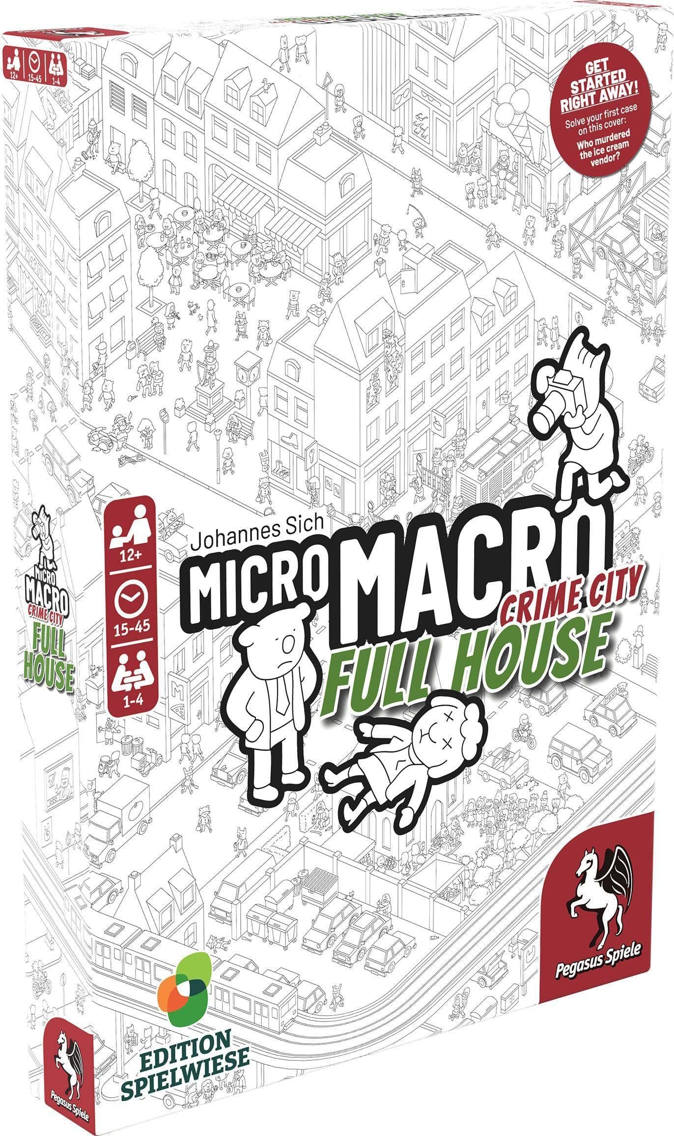 Pegasus Press | MicroMacro: Crime City - Full House | Board Game | Ages 10+ | 1-4 Players | 15-45 Minutes Playing Time