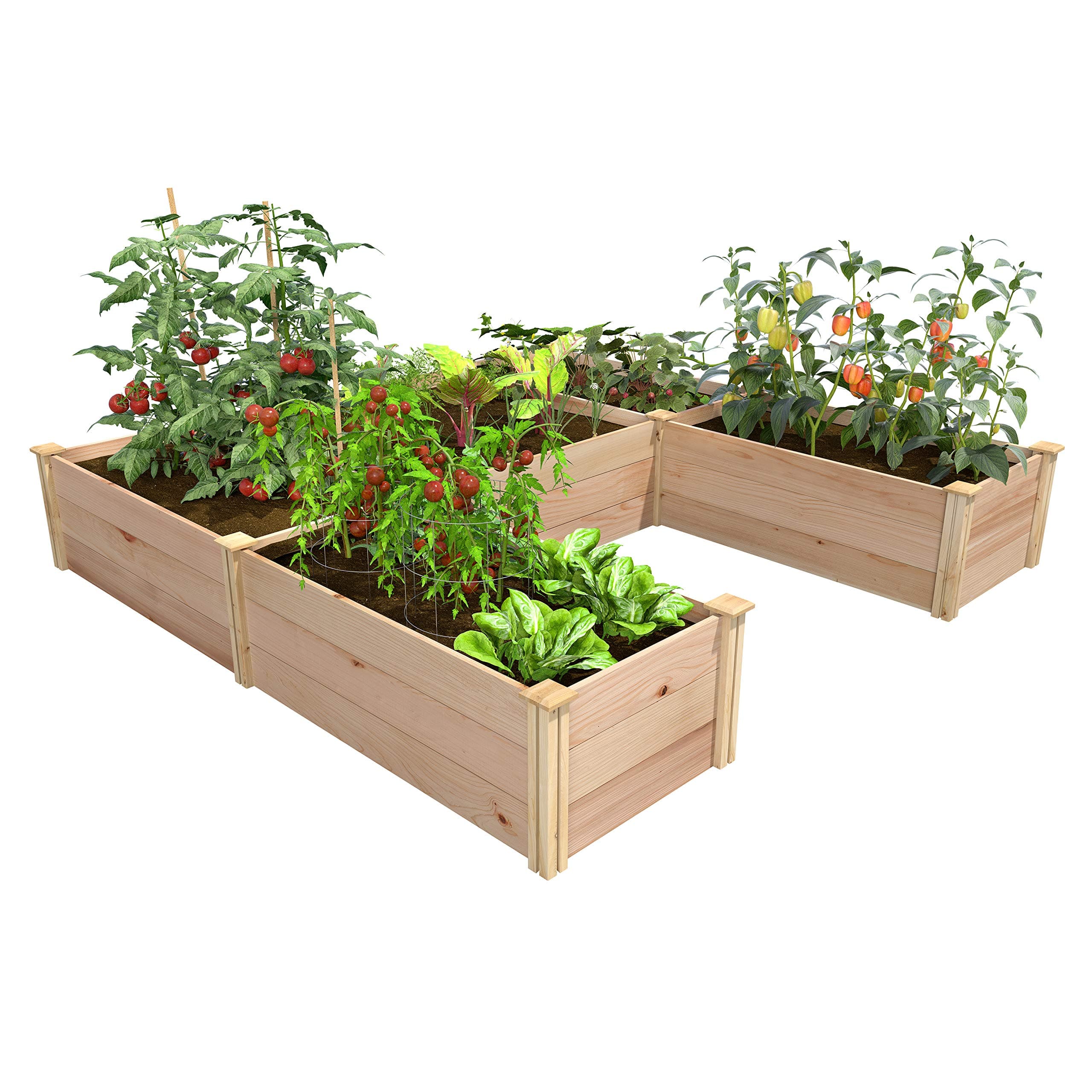 Greenes Fence Premium Cedar Raised Garden Bed, 8' x 8' x 16.5" U-Shaped Bed - Made in USA with North American Cedar