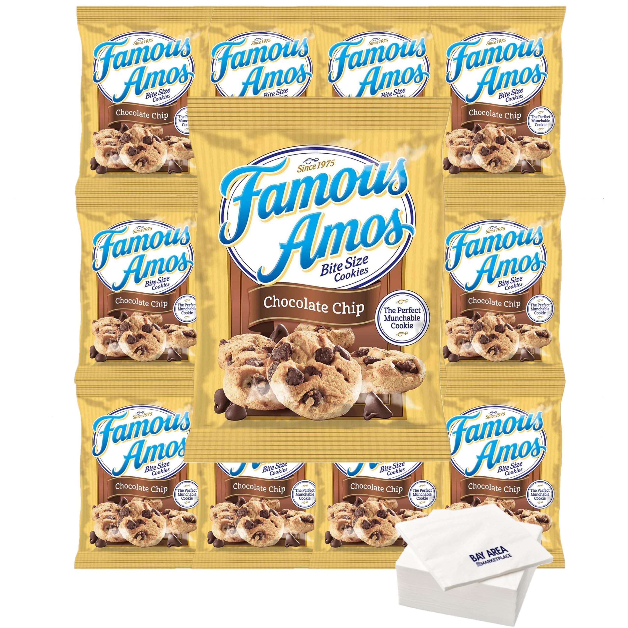 Famous Amos Cookies, 2oz Bags, (Pack of 10) with Napkins