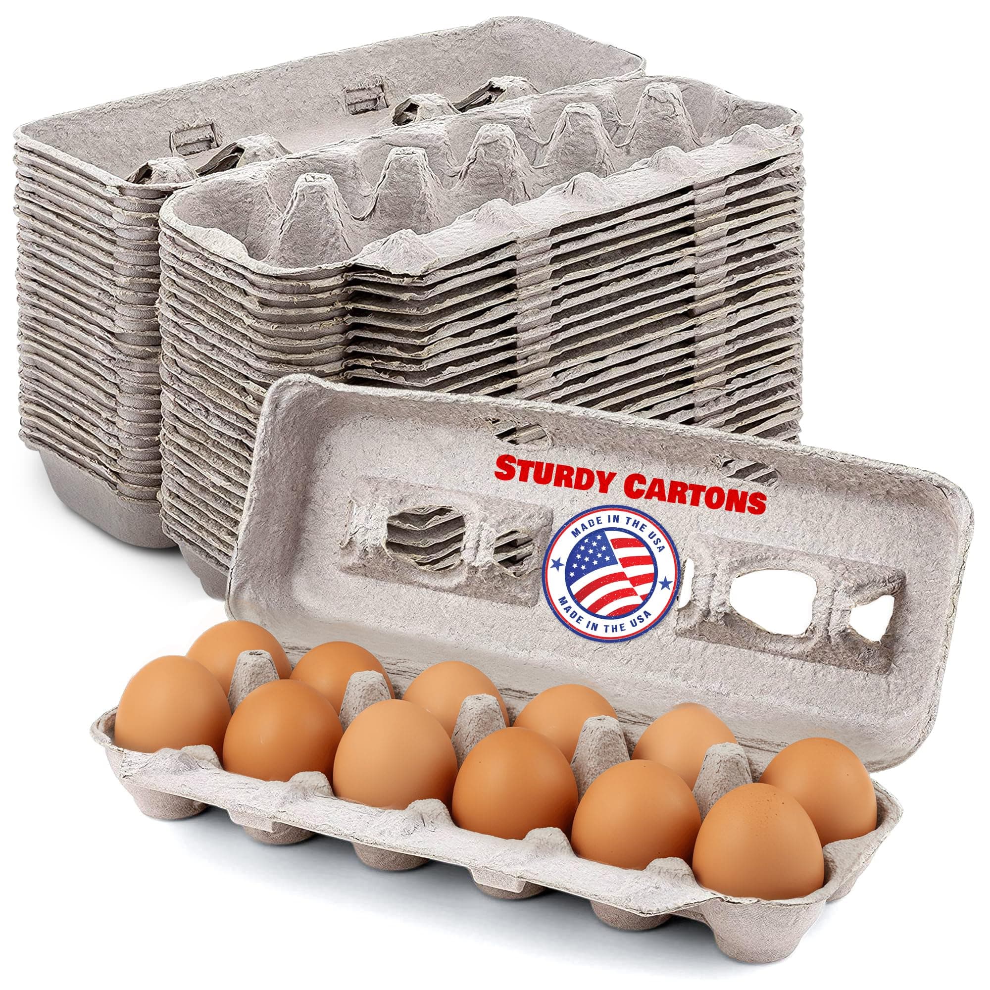 Blank Natural Pulp Egg Cartons Holds Up to Twelve Eggs - 1 Dozen - Strong Sturdy Material Perfect For Storing Extra Eggs - by MT Products (25 Pieces)